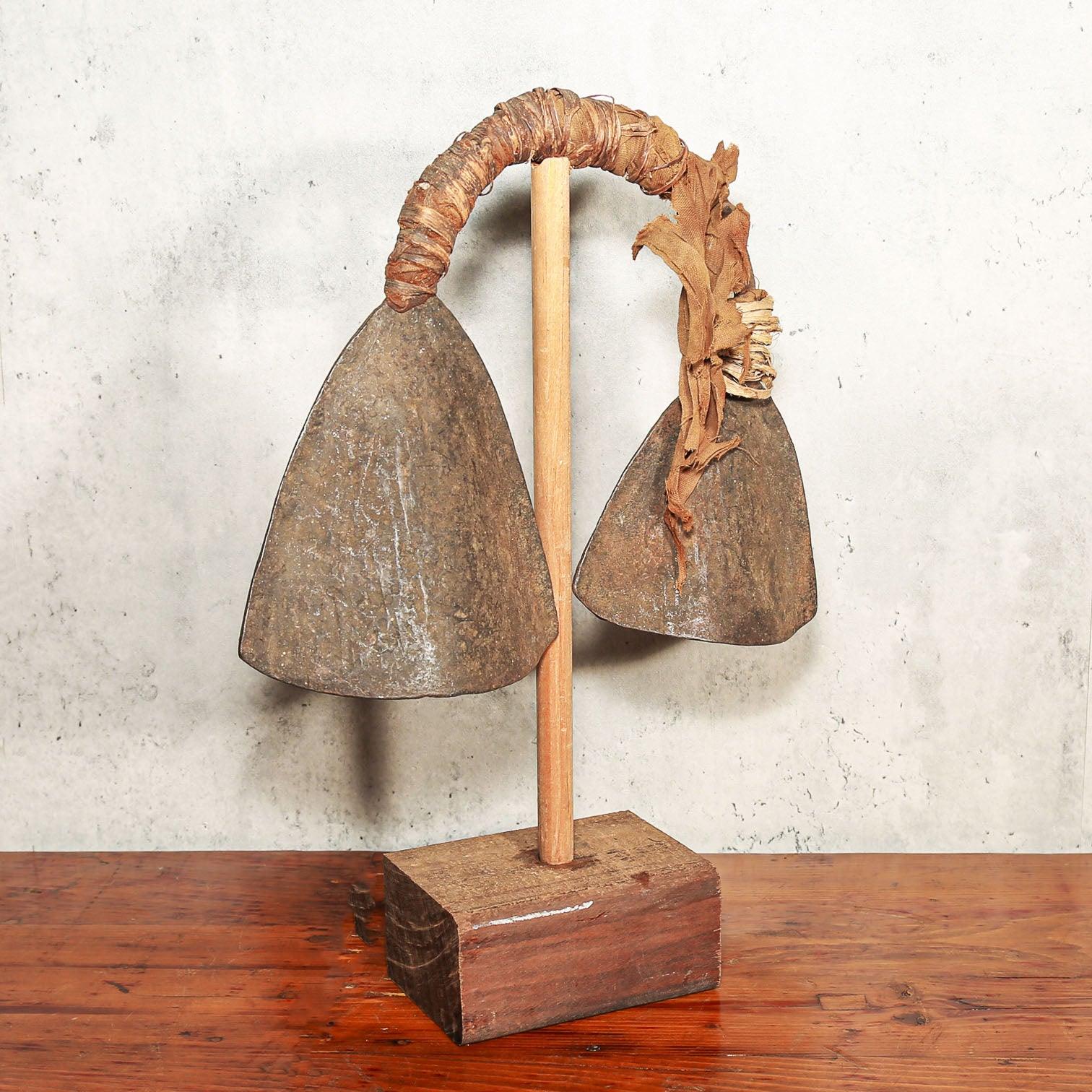 Handmade Iron Bamileke Double Gong from Cameroon left
