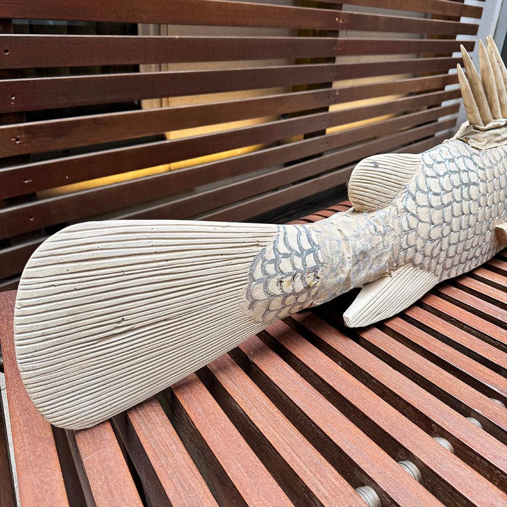 Bozo Fish Sculpture as an African Art Piece back side
