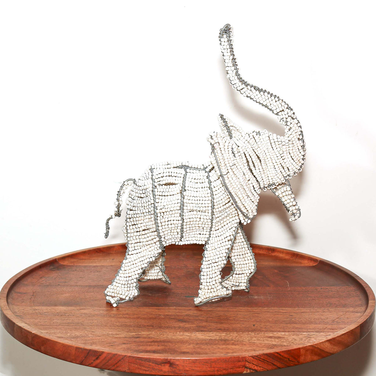 Beaded White Elephant Sculpture, South Africa | SKU: D1108