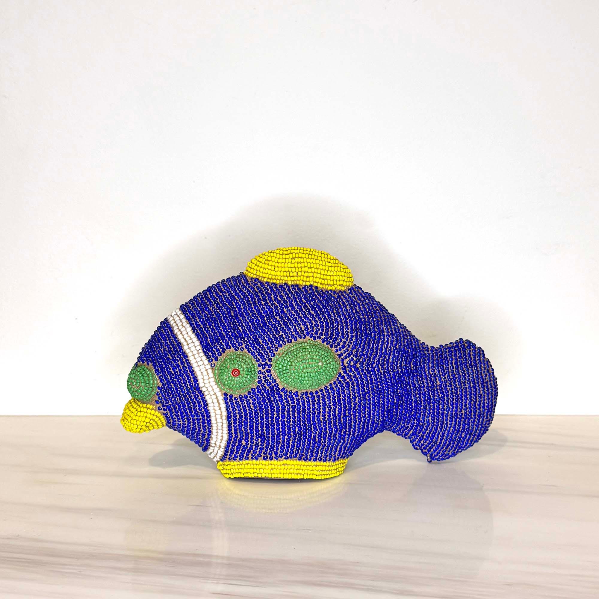 Beaded Terracotta Bamileke Fish Sculpture from Cameroon - Small side