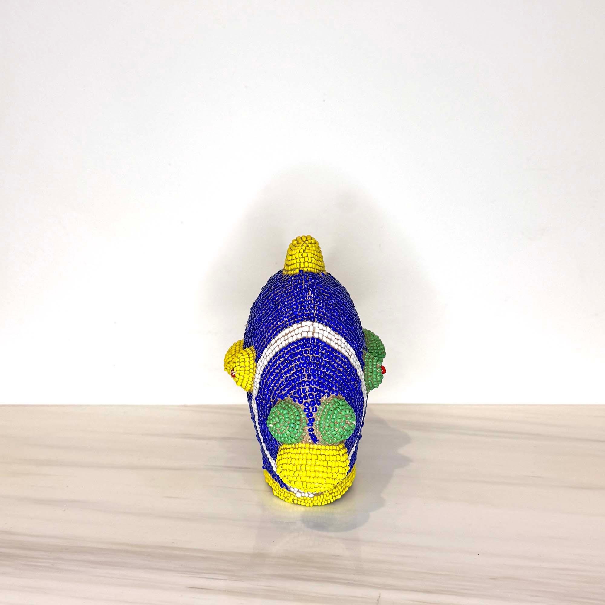 Beaded Terracotta Bamileke Fish Sculpture from Cameroon - Small front