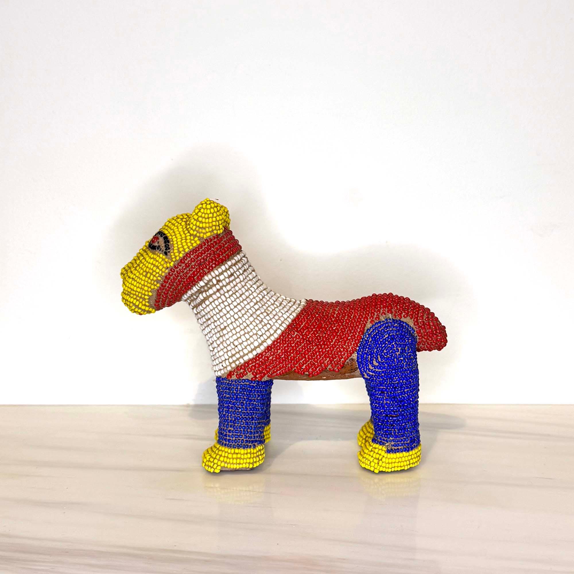 Beaded Terracotta Bamileke Leopard Sculpture from Cameroon - Small side