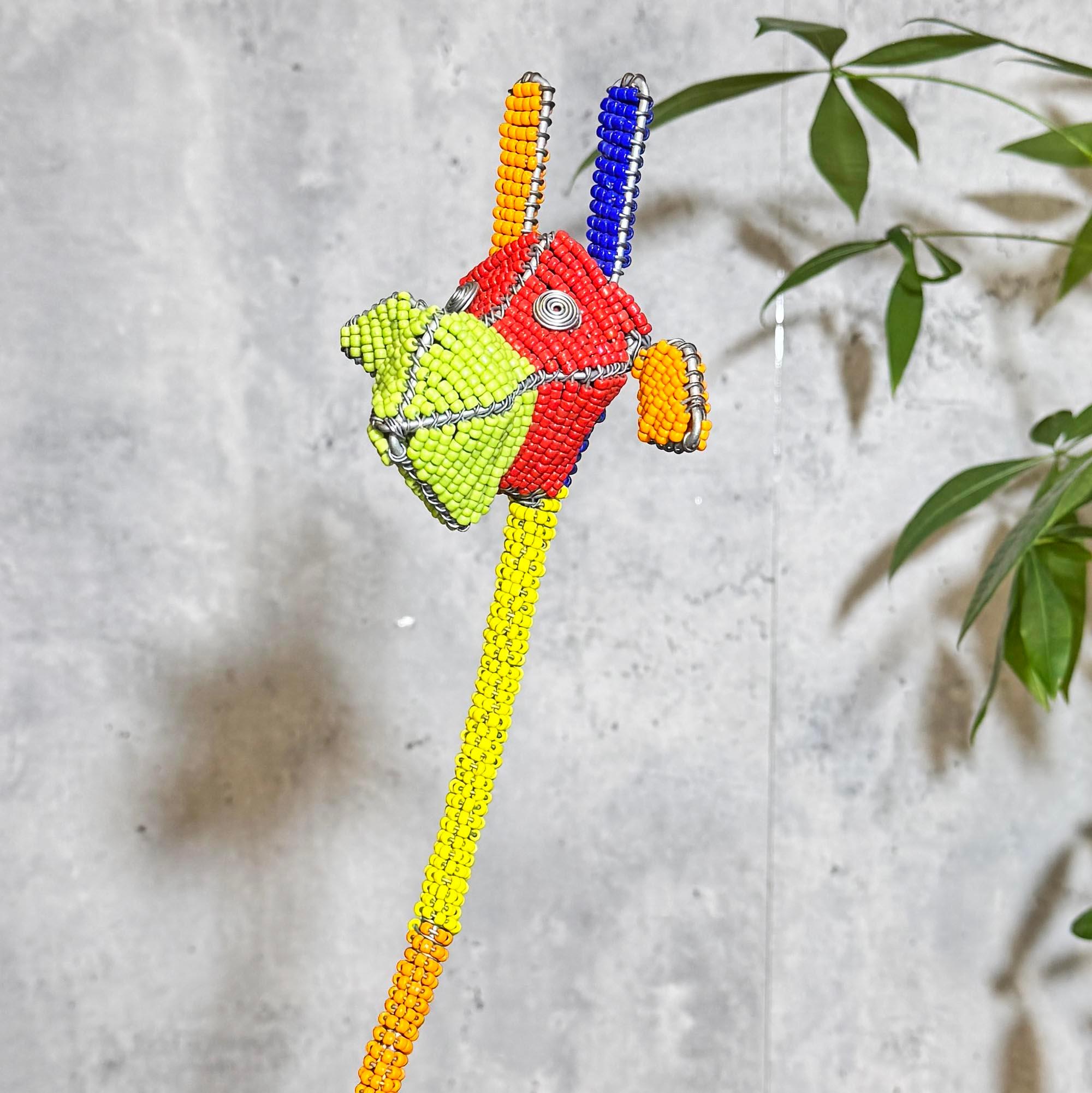 Handmade Beaded Giraffe Sculpture from South Africa close up on beads