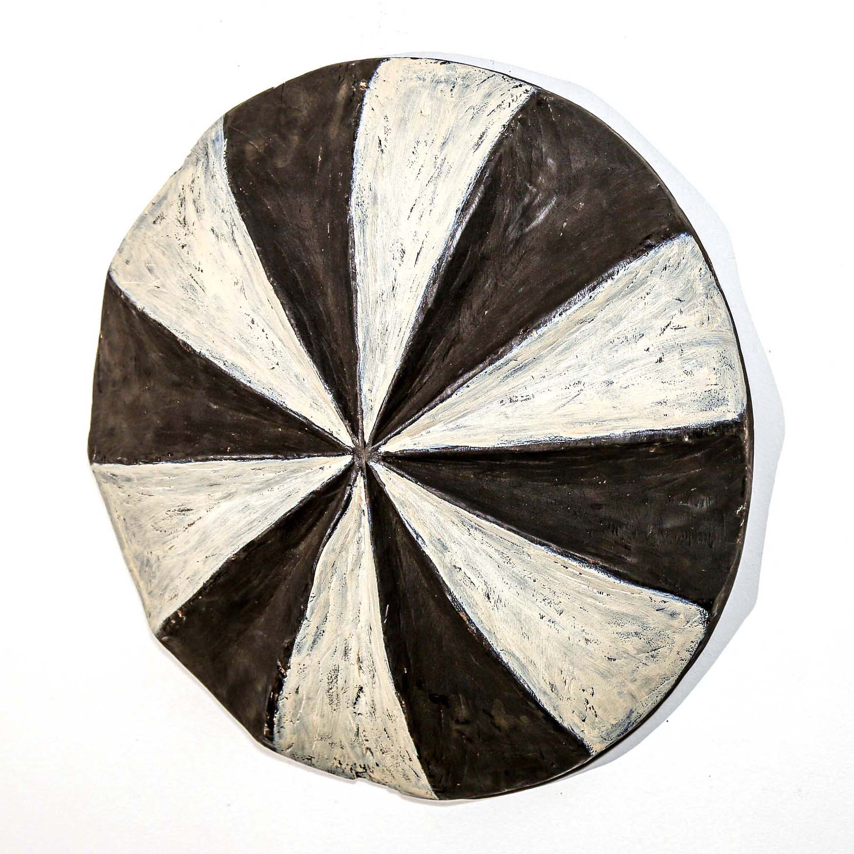 Dancing Shield Cameroon Black & White color hanging on white wall