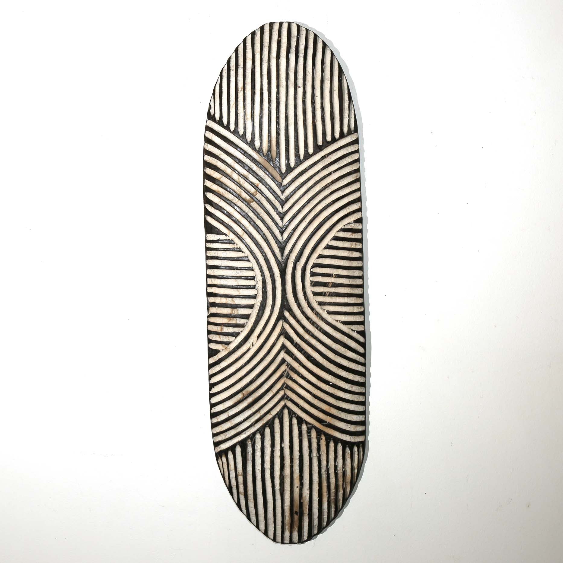 tall wall hanging African shield black and white