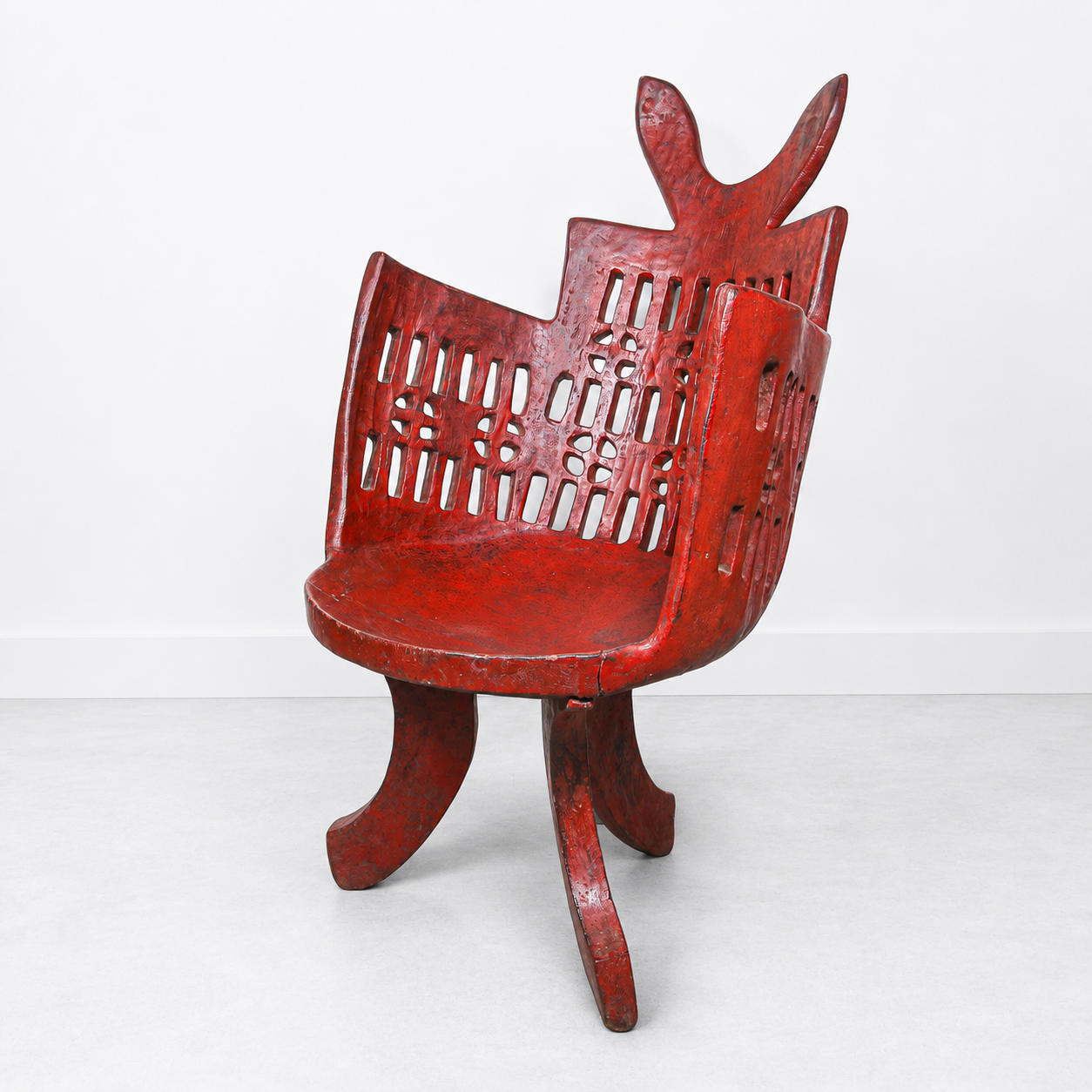 unique hand made African red chair for sale