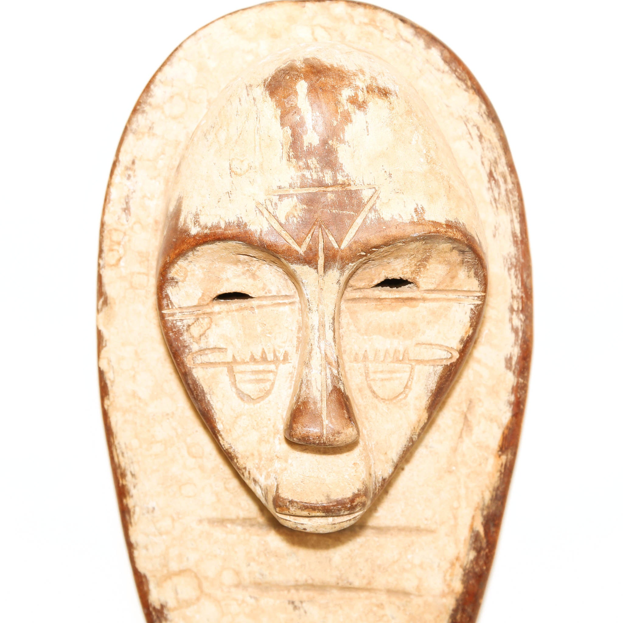 Hand-carved Fang style mask from Gabon with elongated face
