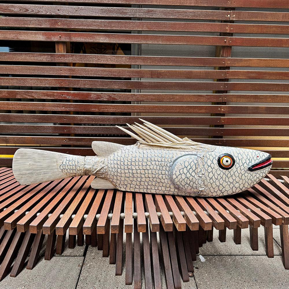 Bozo Fish Sculpture outside decorating a house