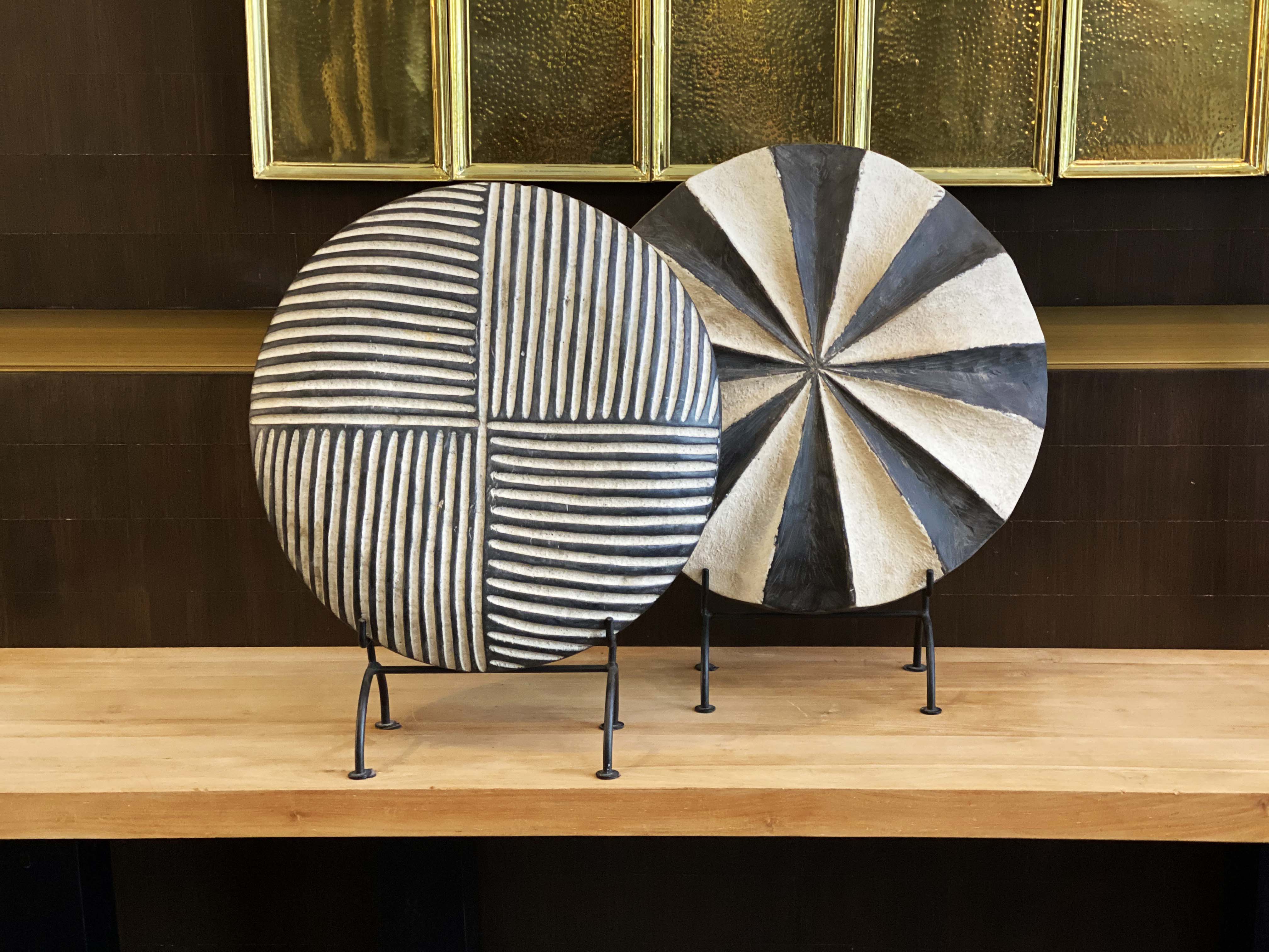 Black Round Dancing Shield from Cameroon Vintage Collectible Art & Home Decor