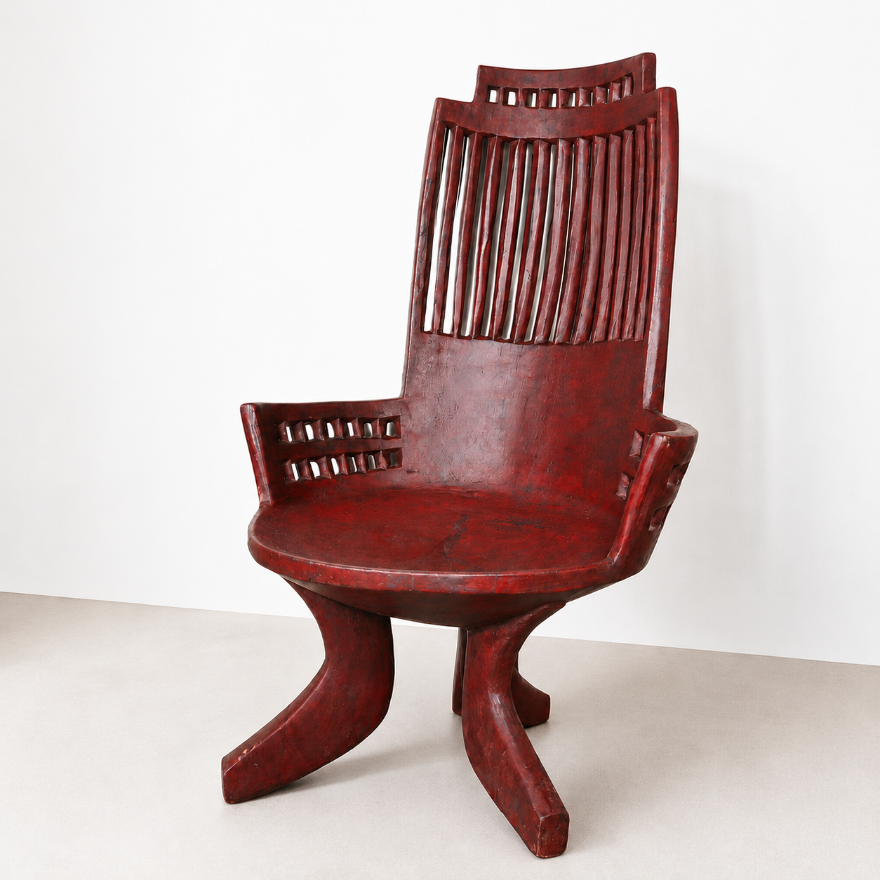 Red Ethiopian sculptural chair