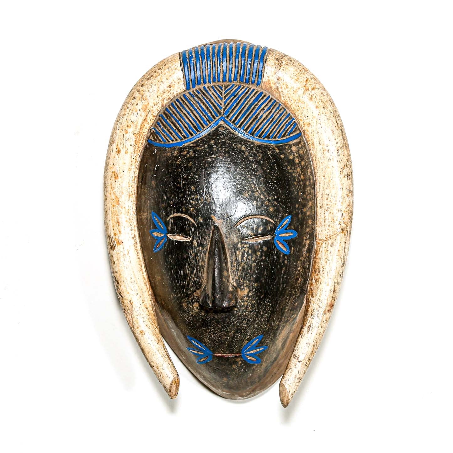 black and white African make with blue details