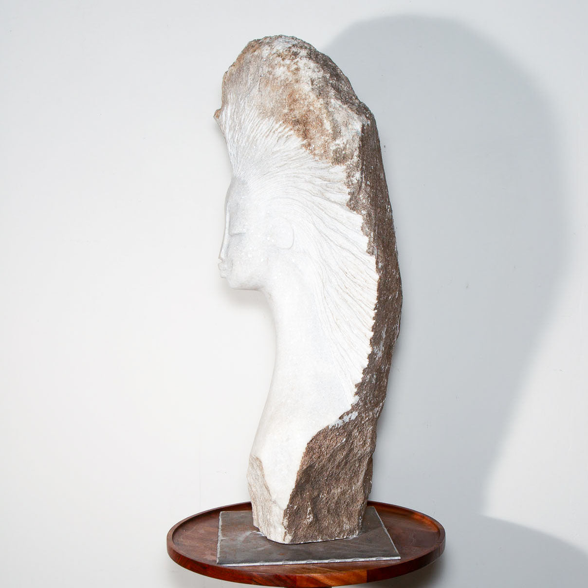 side view of sturdy stone sculpture