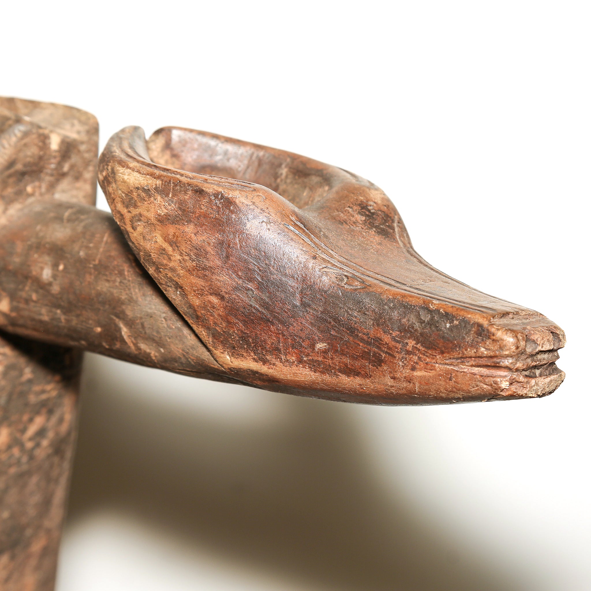 Hand-carved Yangere antelope drum with tall curved horns