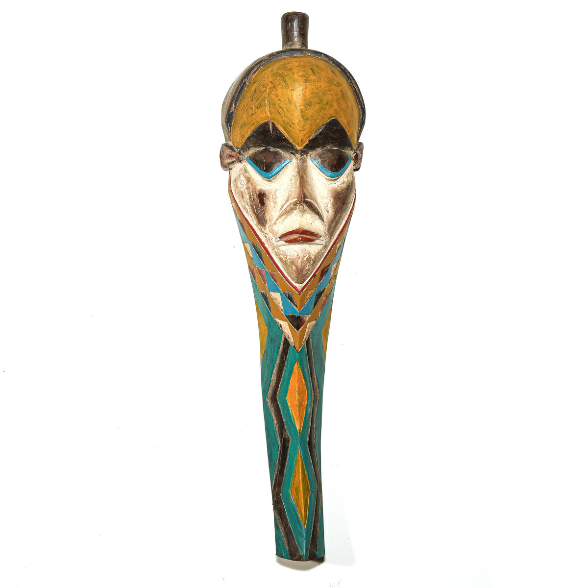 Traditional Pende mask from the Democratic Republic of Congo with finely carved facial features and sculptural form