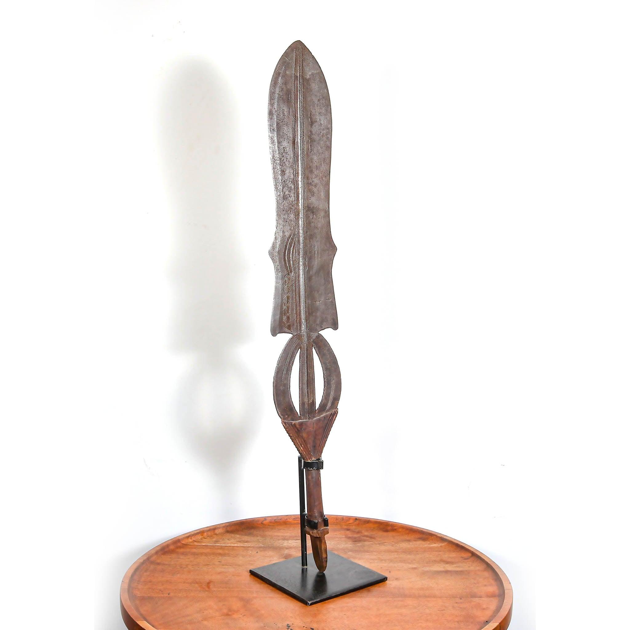 Handmade Copper Kuba Currency Knife from D.R. Congo skewed