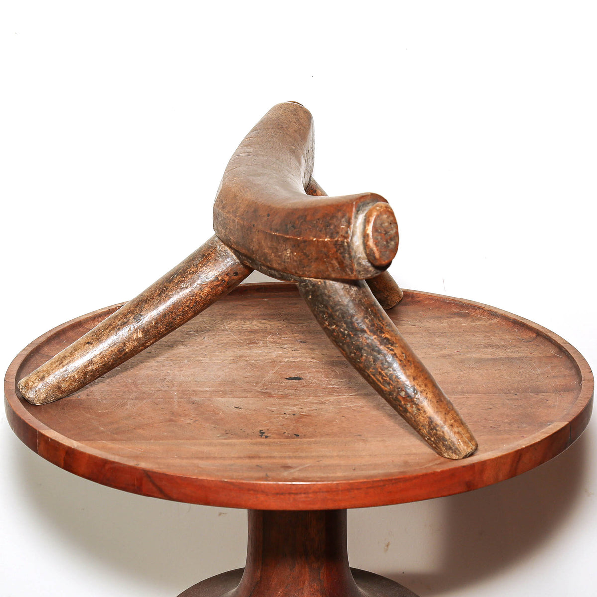 Antique-style Dinka headrest from South Sudan, traditional functional art with beautiful patina