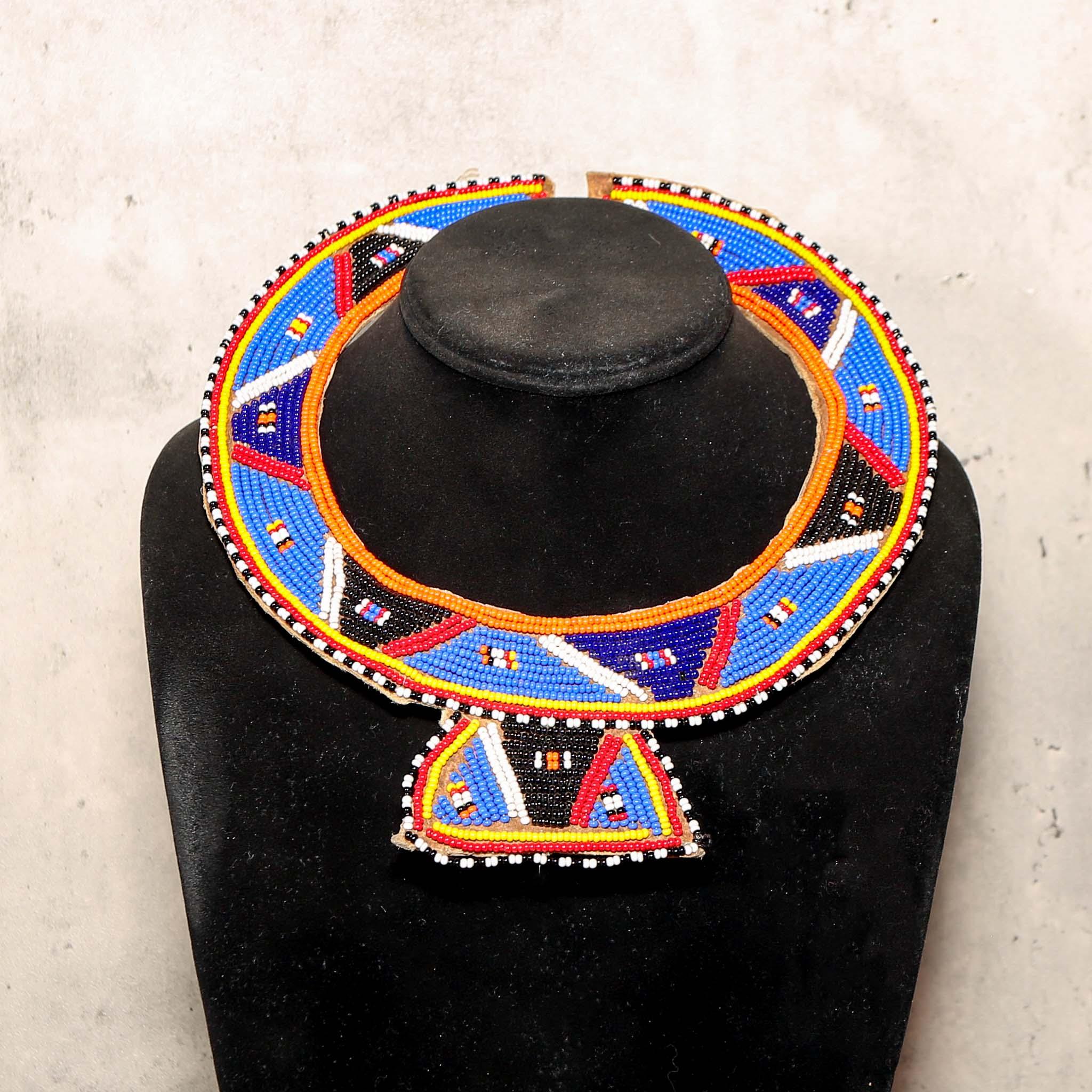 Blue Maasai Beaded Necklace a Handmade African Jewelry