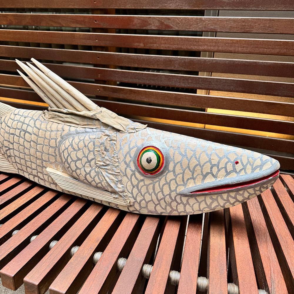 Bozo Fish Sculpture as an African Art piece in closeup 