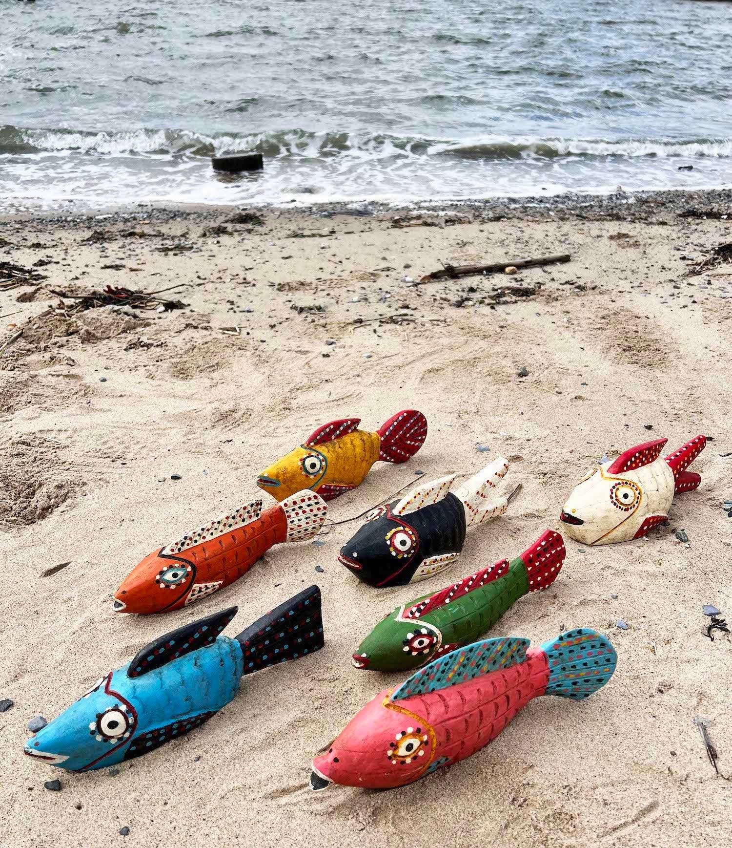 Bozo Fish Sculpture African Handicraft on a beach