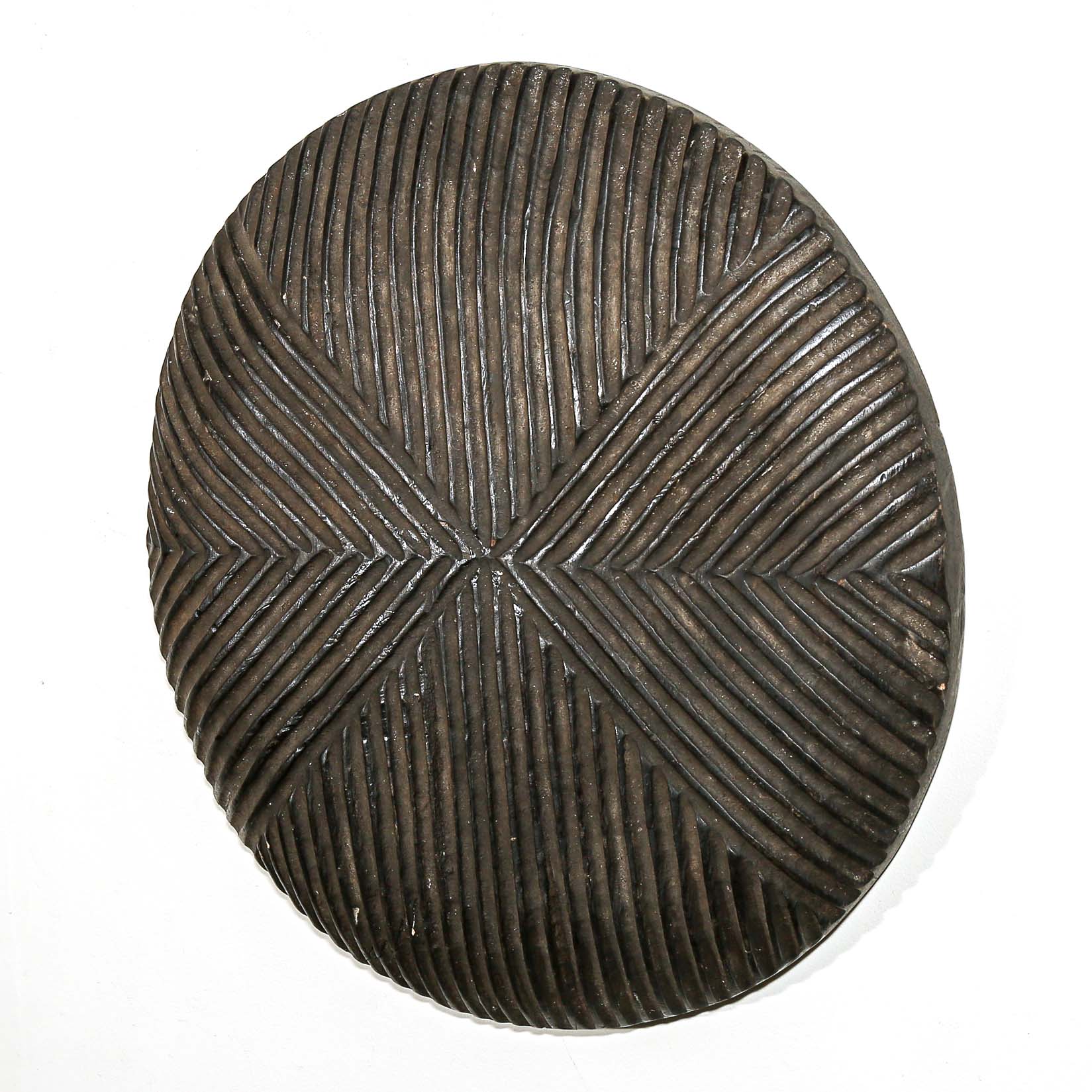black African art round wood shield to hang on the wall
