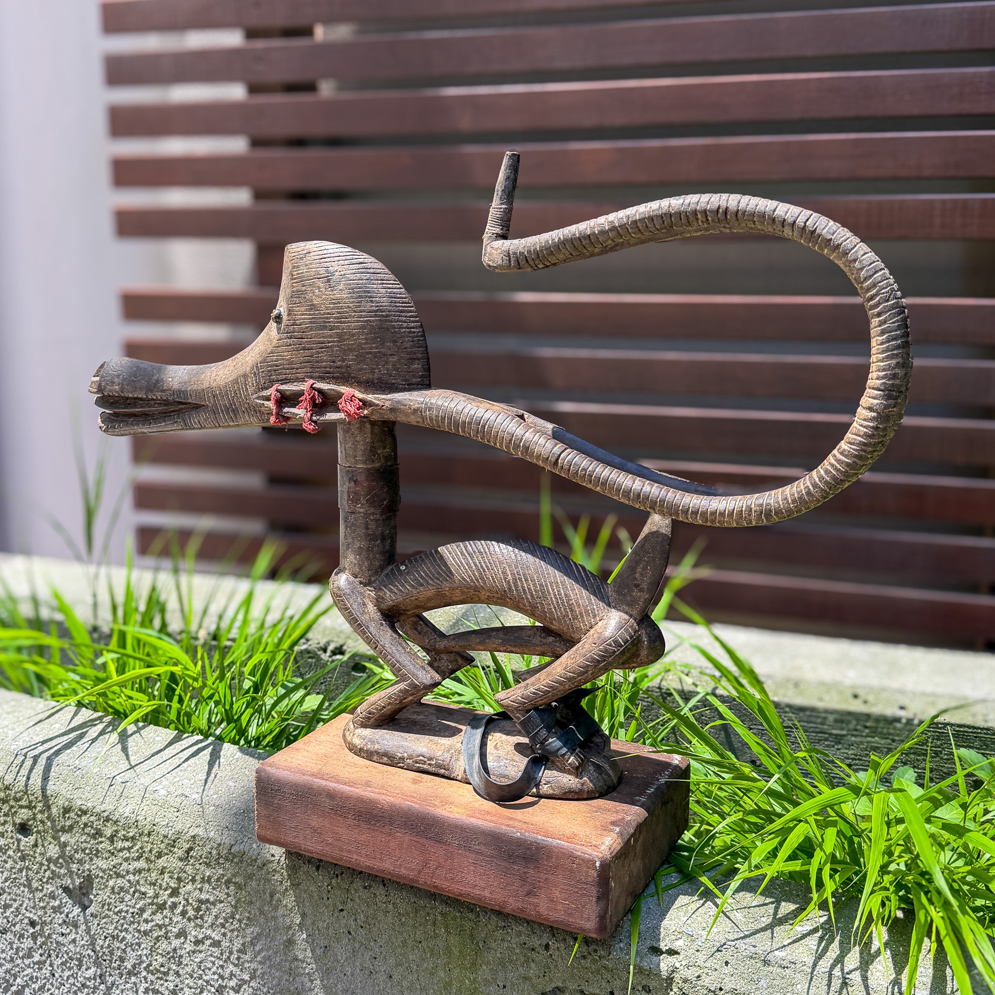 Carved antelope head of Bamana-style Chiwara, Mali