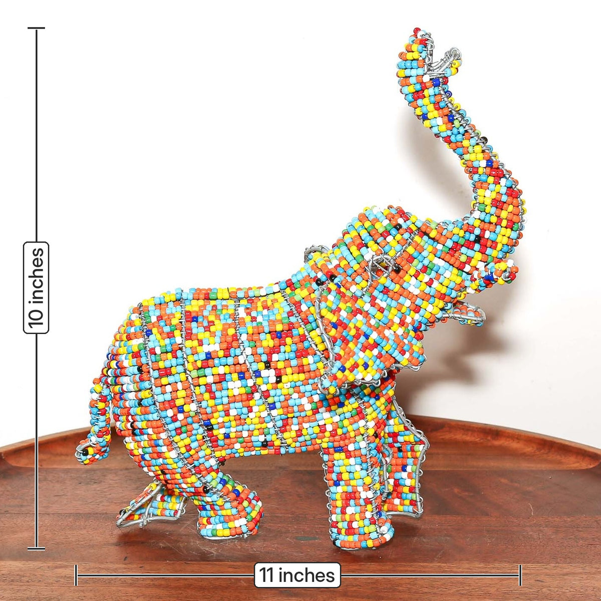 South African elephant figurine handcrafted from bright beads and shaped wire by local artists