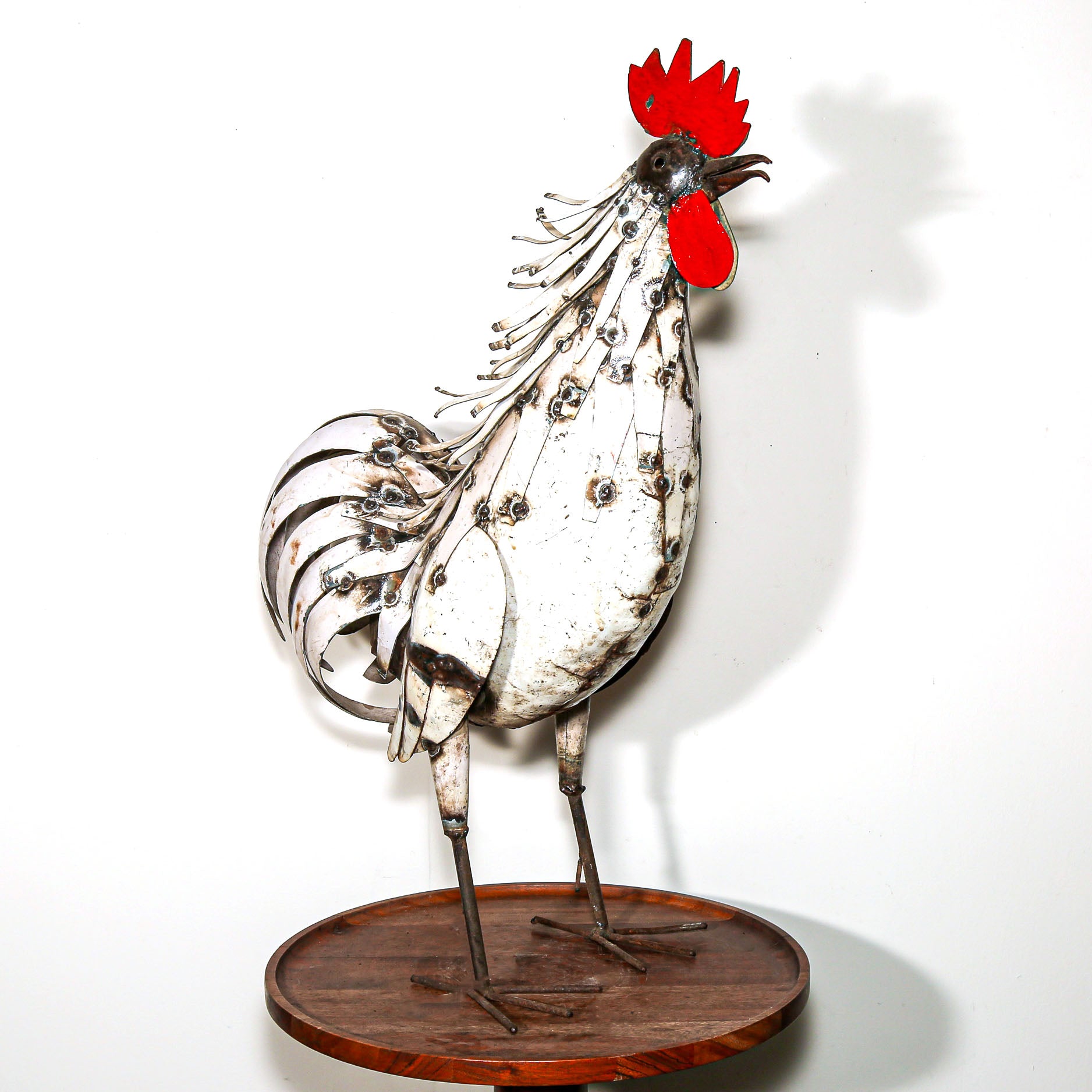 Rooster metal sculpture