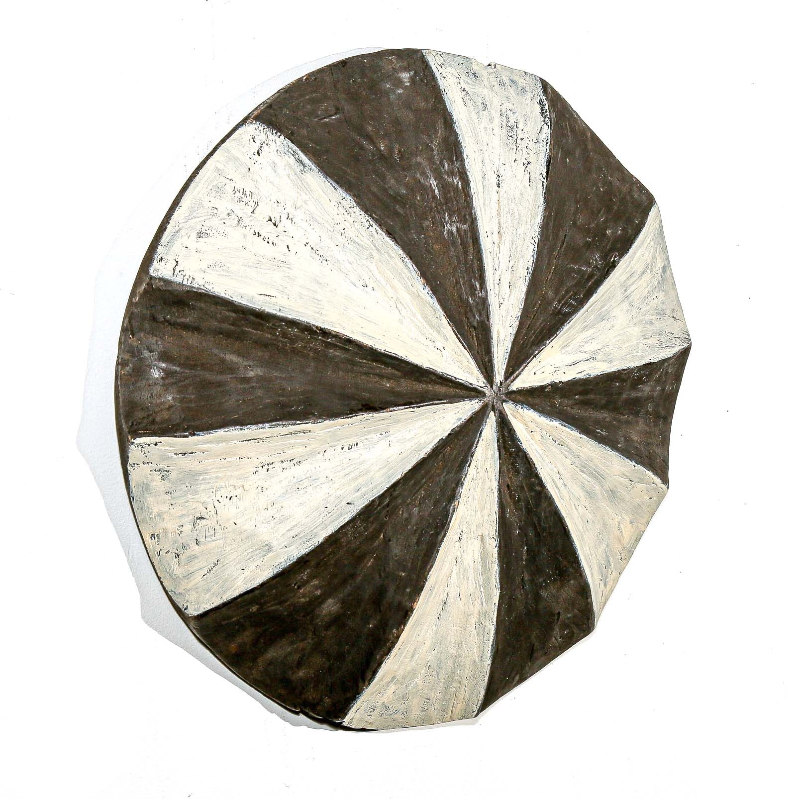 Black and white Round Dancing Shield from Cameroon Vintage Collectible Art & Home Decor