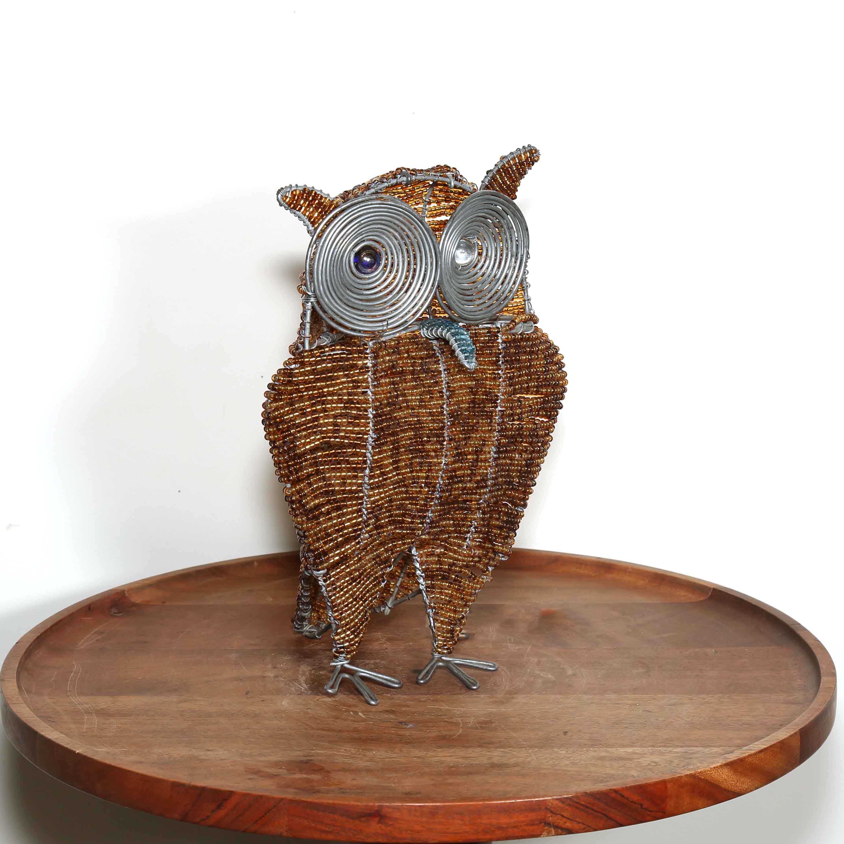 Small fun wire and bead sculpture from South Africa handmade from bronze beads