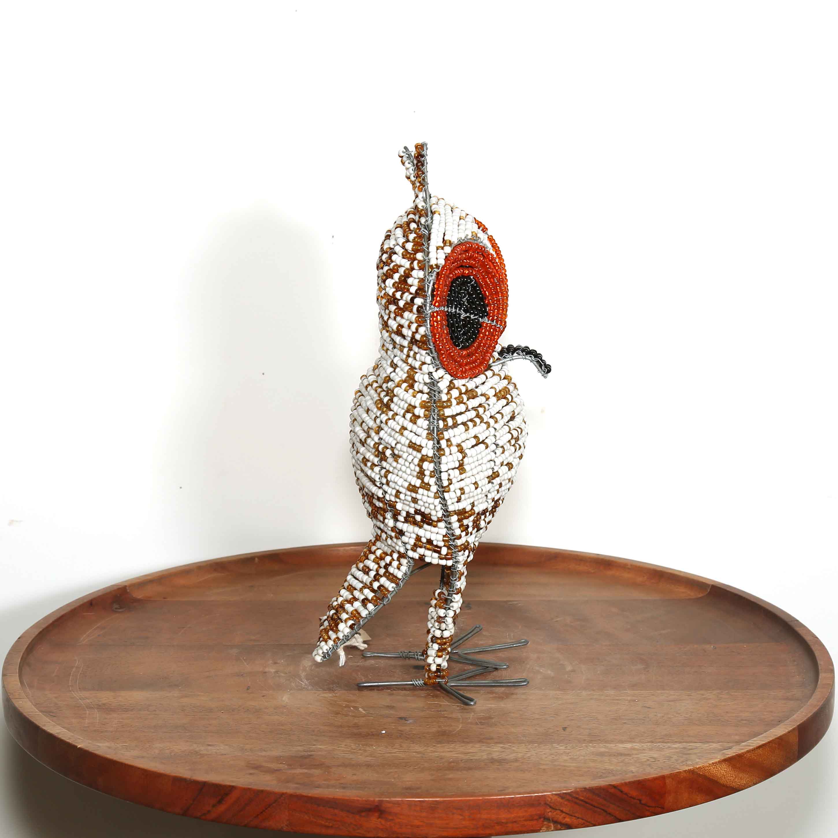 red and white African owl artwork small decorative art