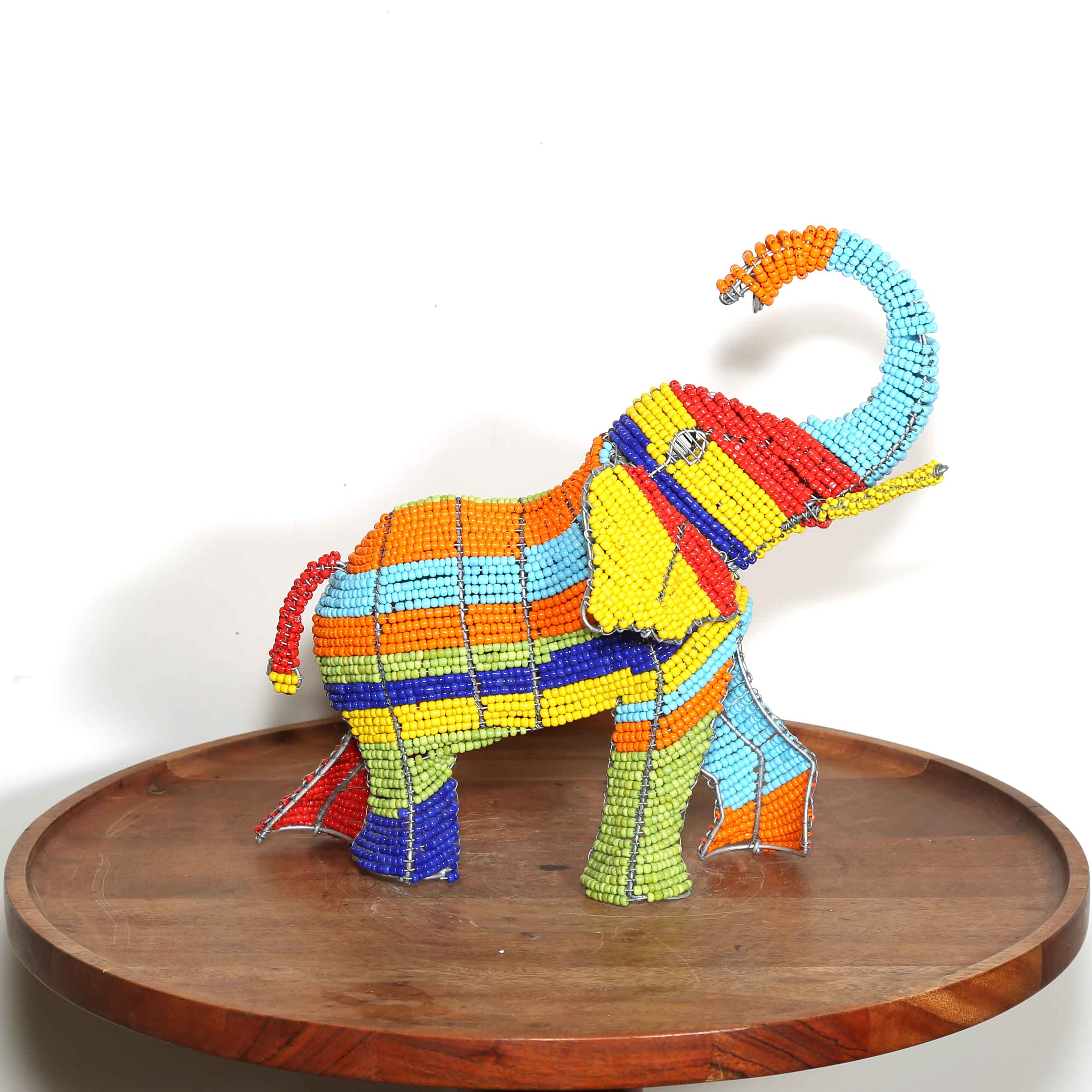 Colorful beaded elephant Sculpture African art to buy online 