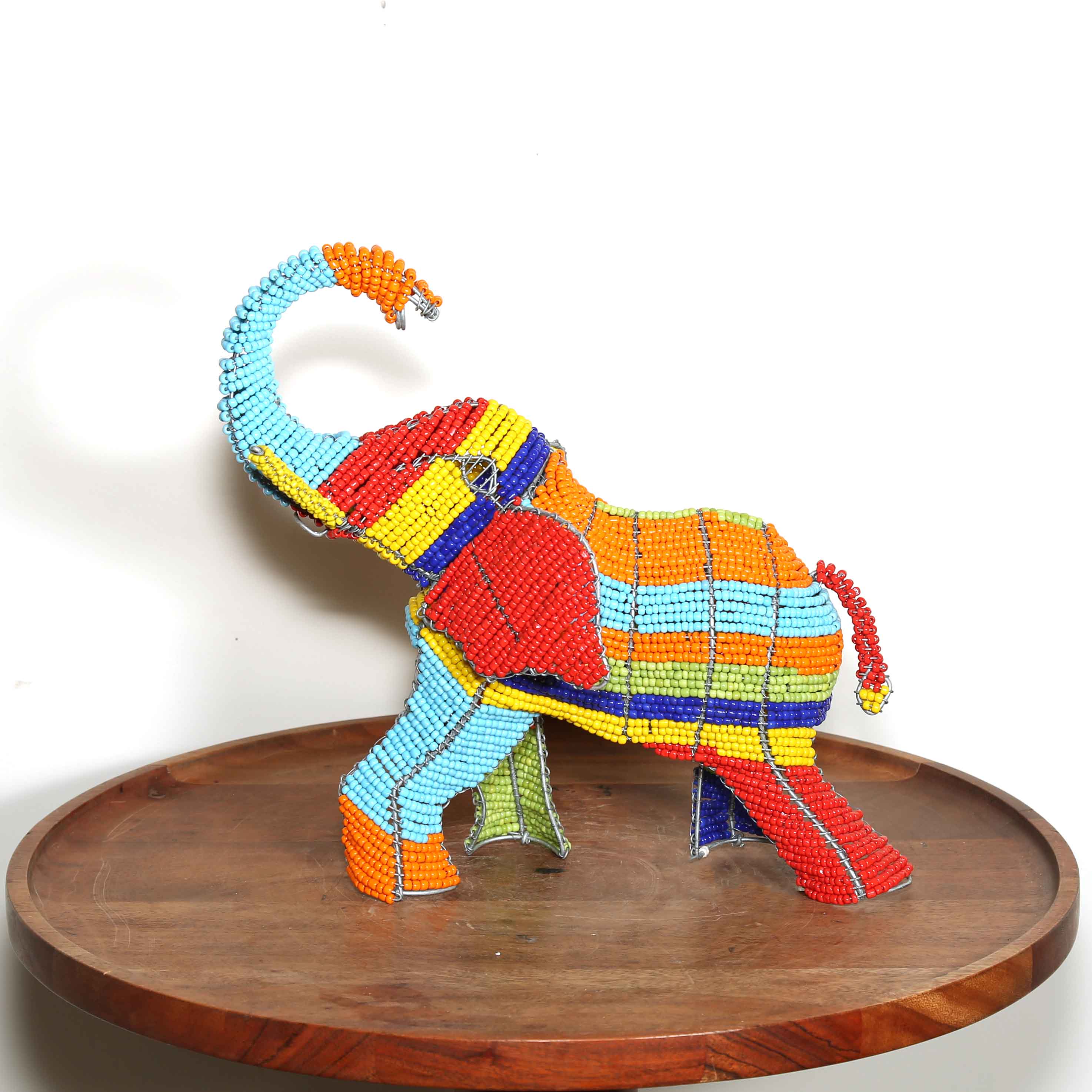 Colorful beaded elephant Sculpture African art to buy online 