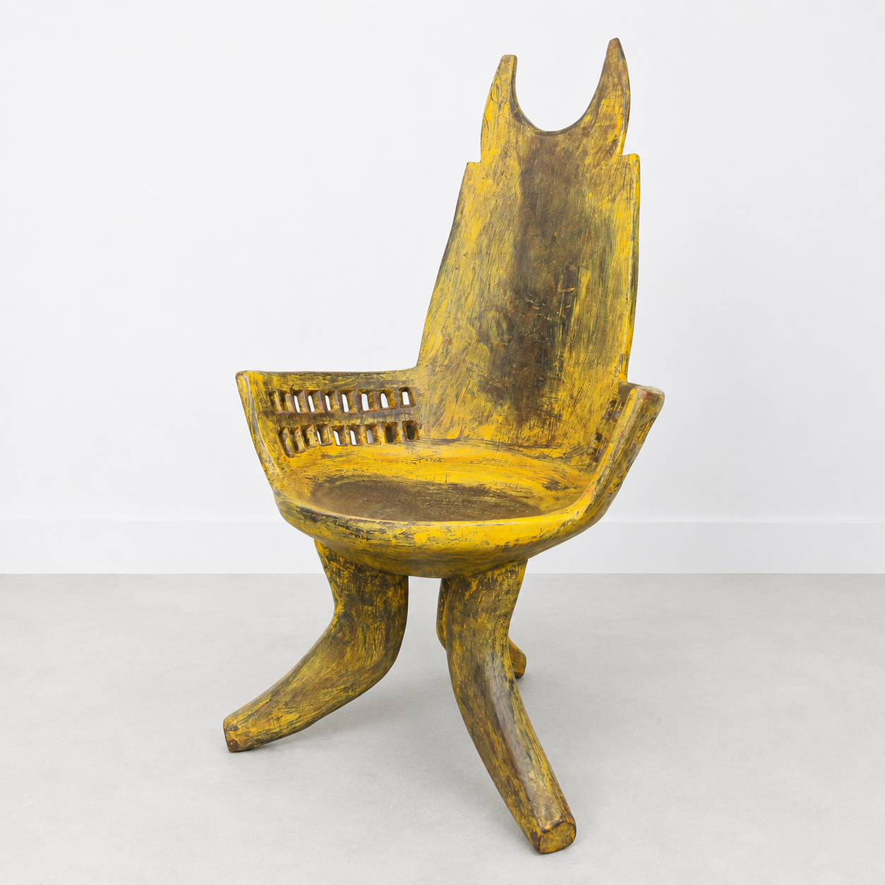 yellow African chair for dining room unique rustic design. African throne chair for sale