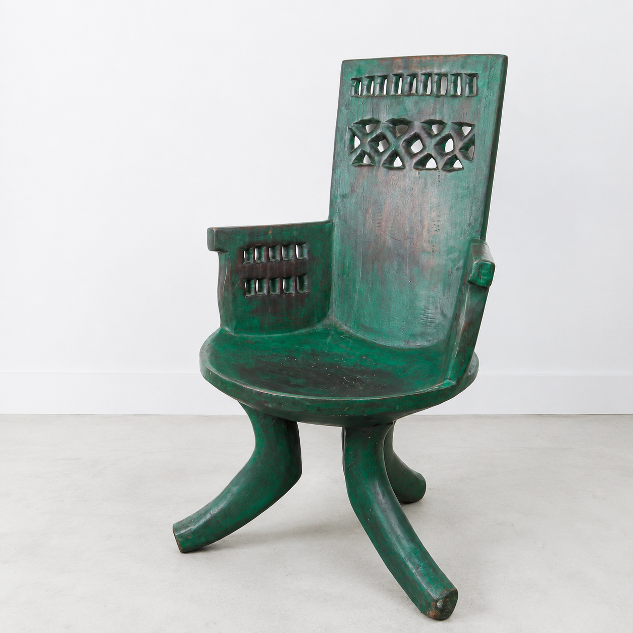 Green sculptural African unique chair for sale