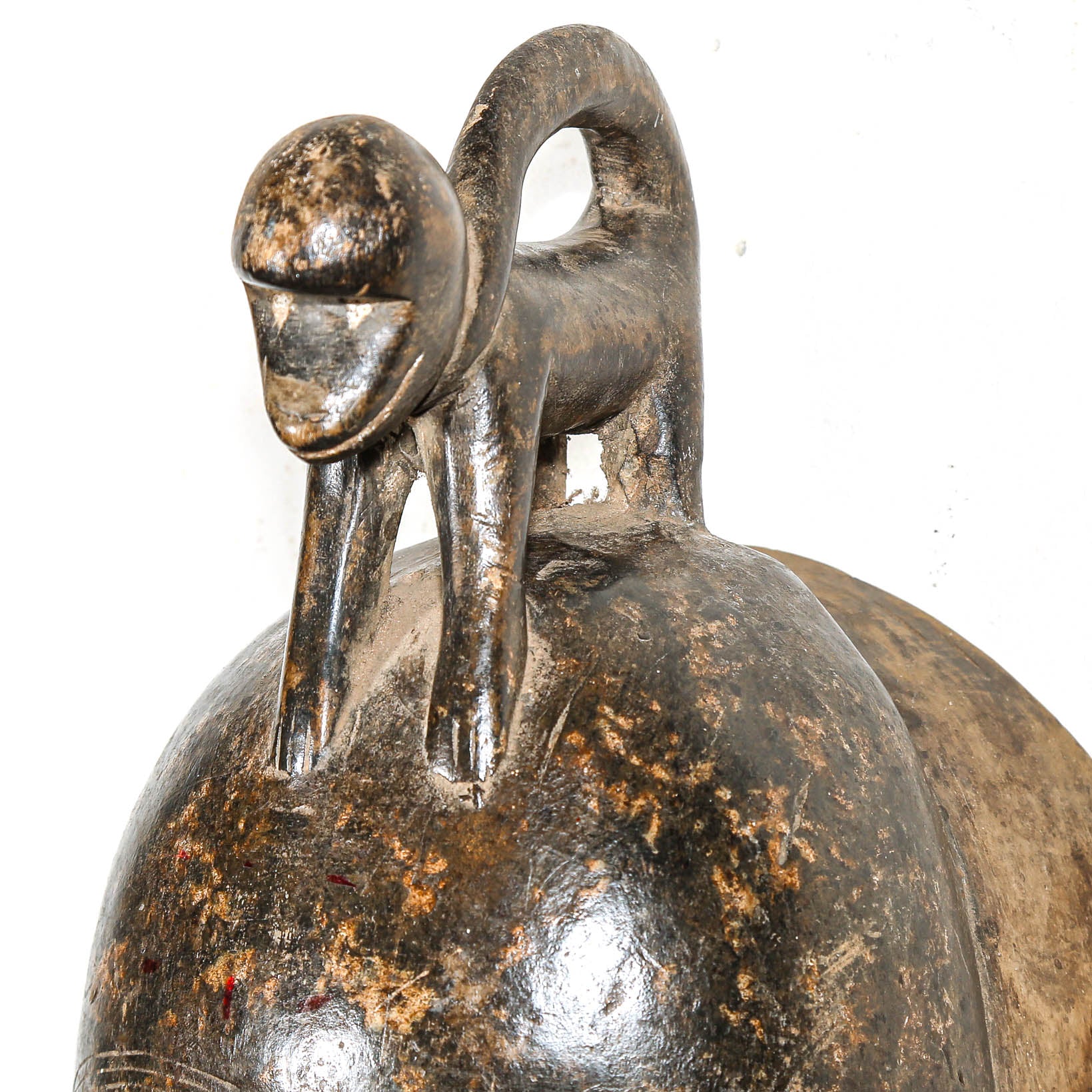 detail of gorilla headdress on African tribal mask for sale