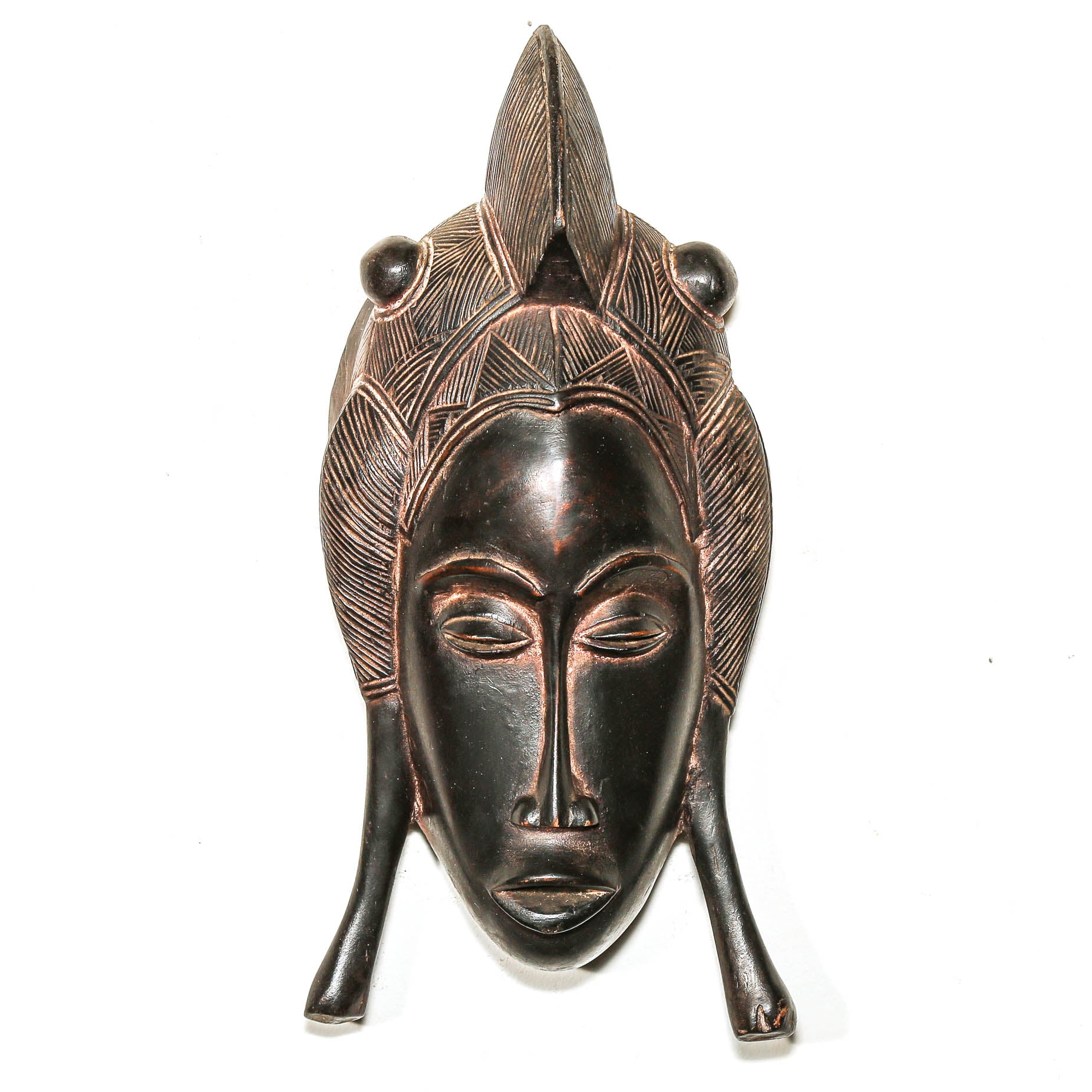 Black Wood African mask on a white background