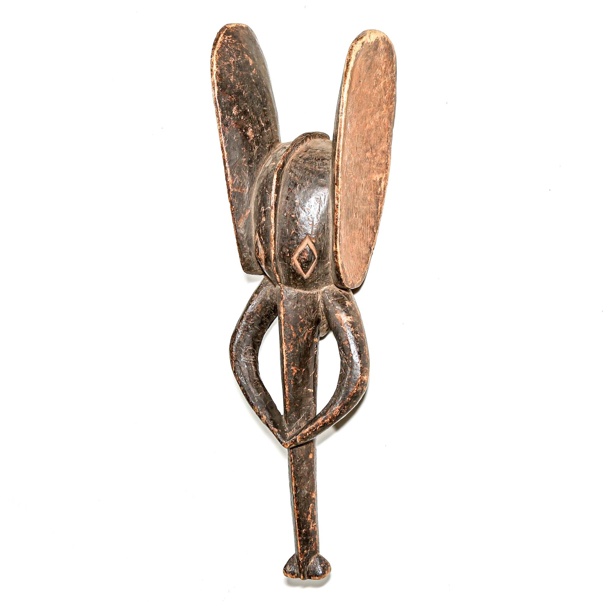 stylized black art from African in the shape of an Elephant. Collectable art from Africa for interior design