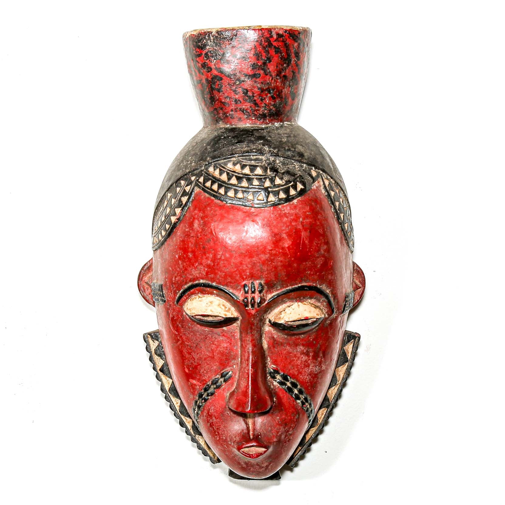Red African tribal mask for sale with high quality details 