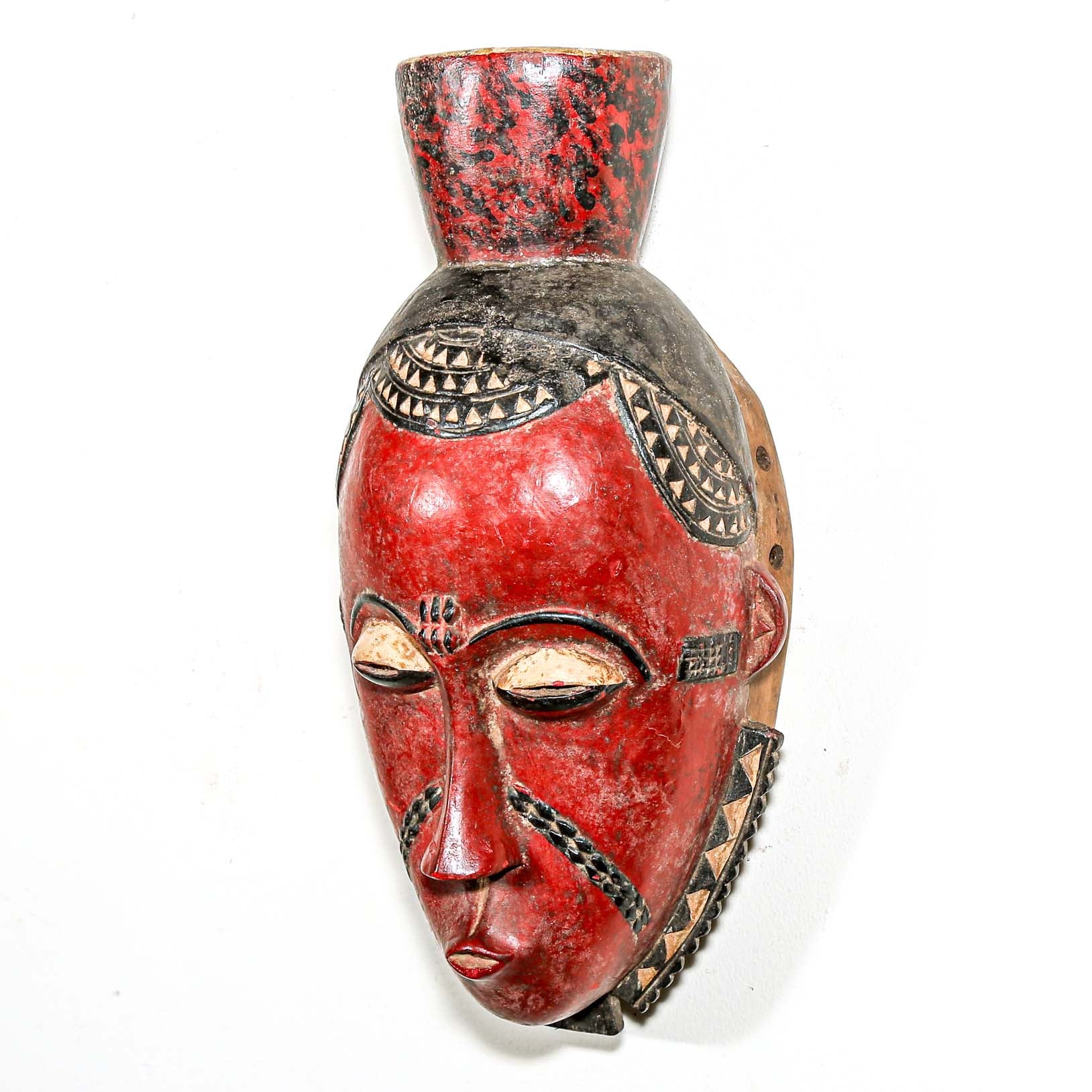 Red African tribal mask for sale with high quality details 