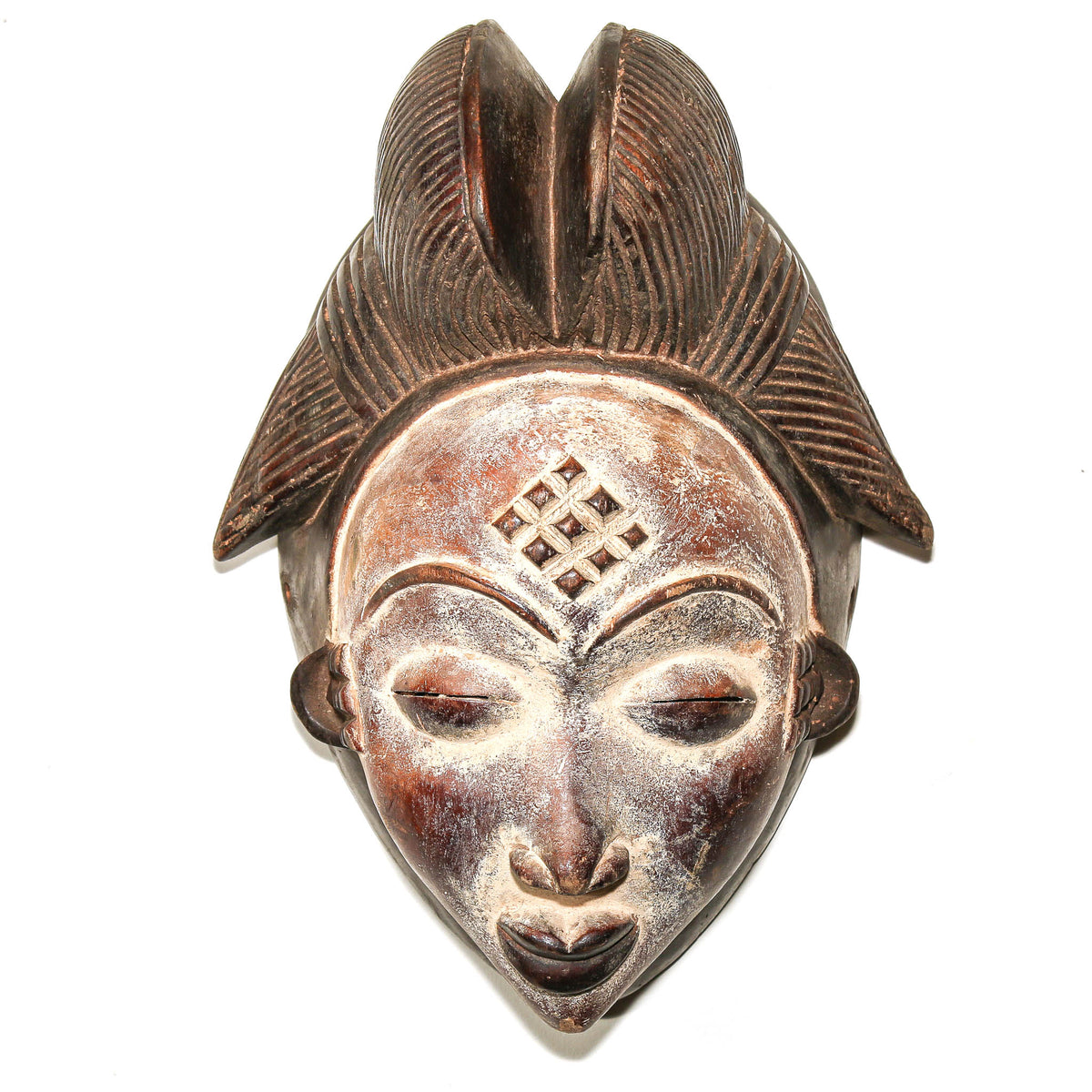 Large Punu mask from Gabon with refined carved facial features, elegant proportions, and traditional Central African styling
