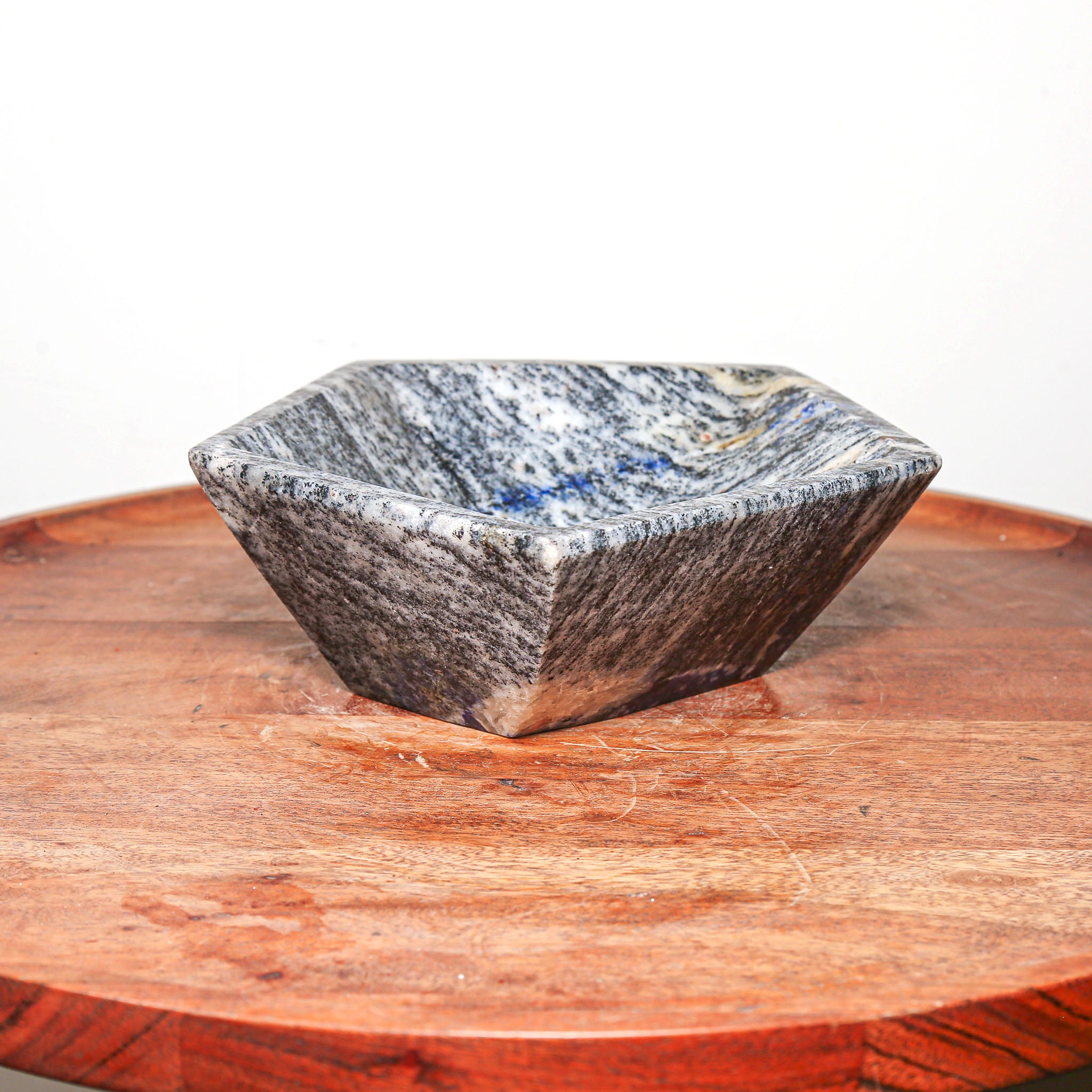 Small Grey stone bowl in the shape of a pentagon