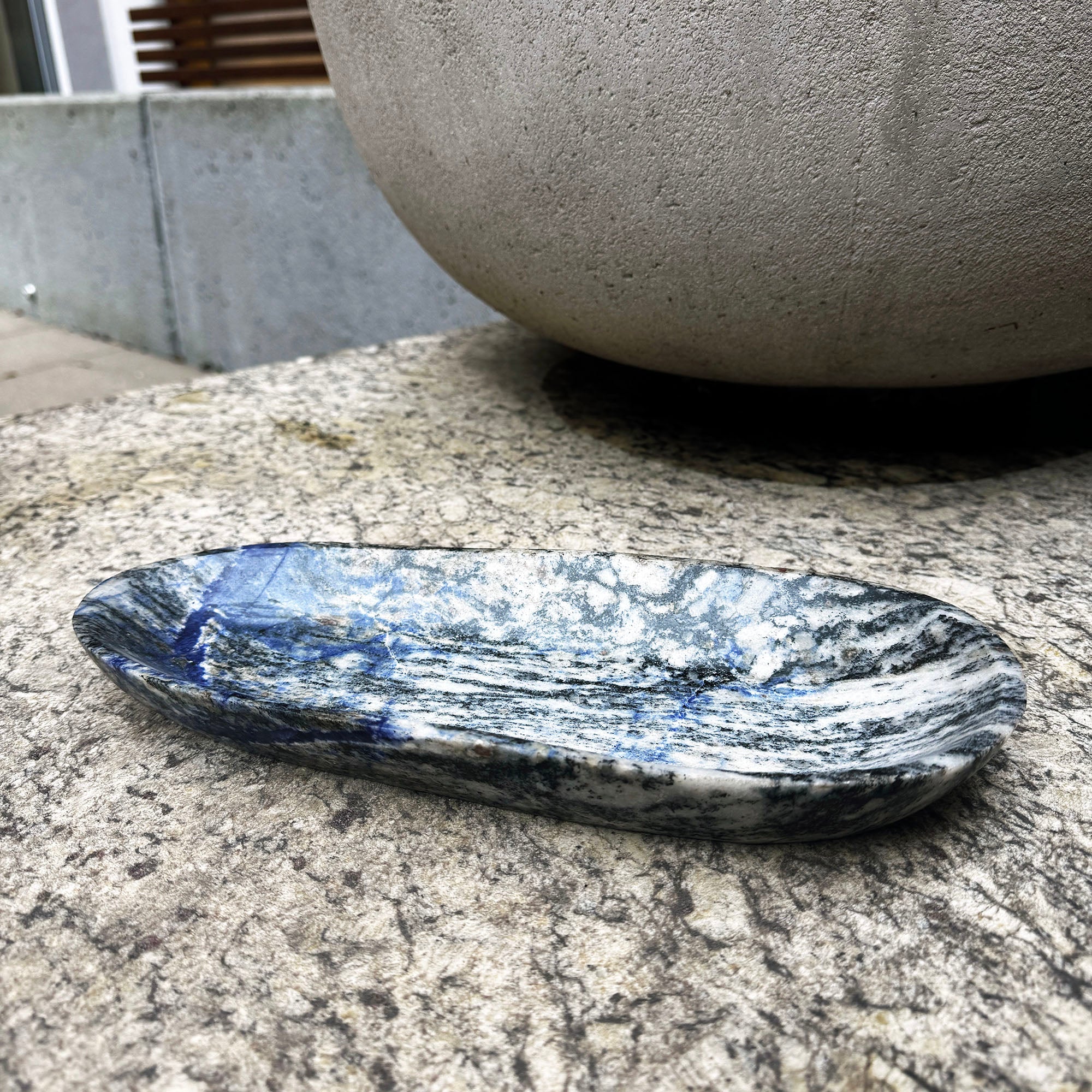 Small Grey and blue stone bowl hand carved from Africa