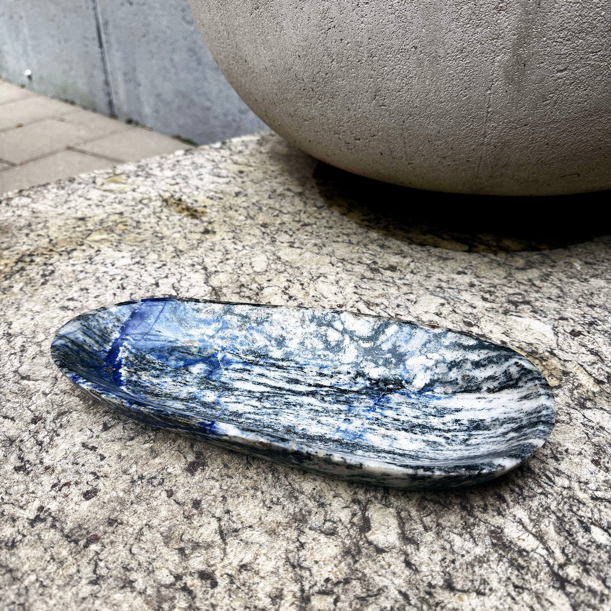 Small Grey and blue stone bowl hand carved from Africa