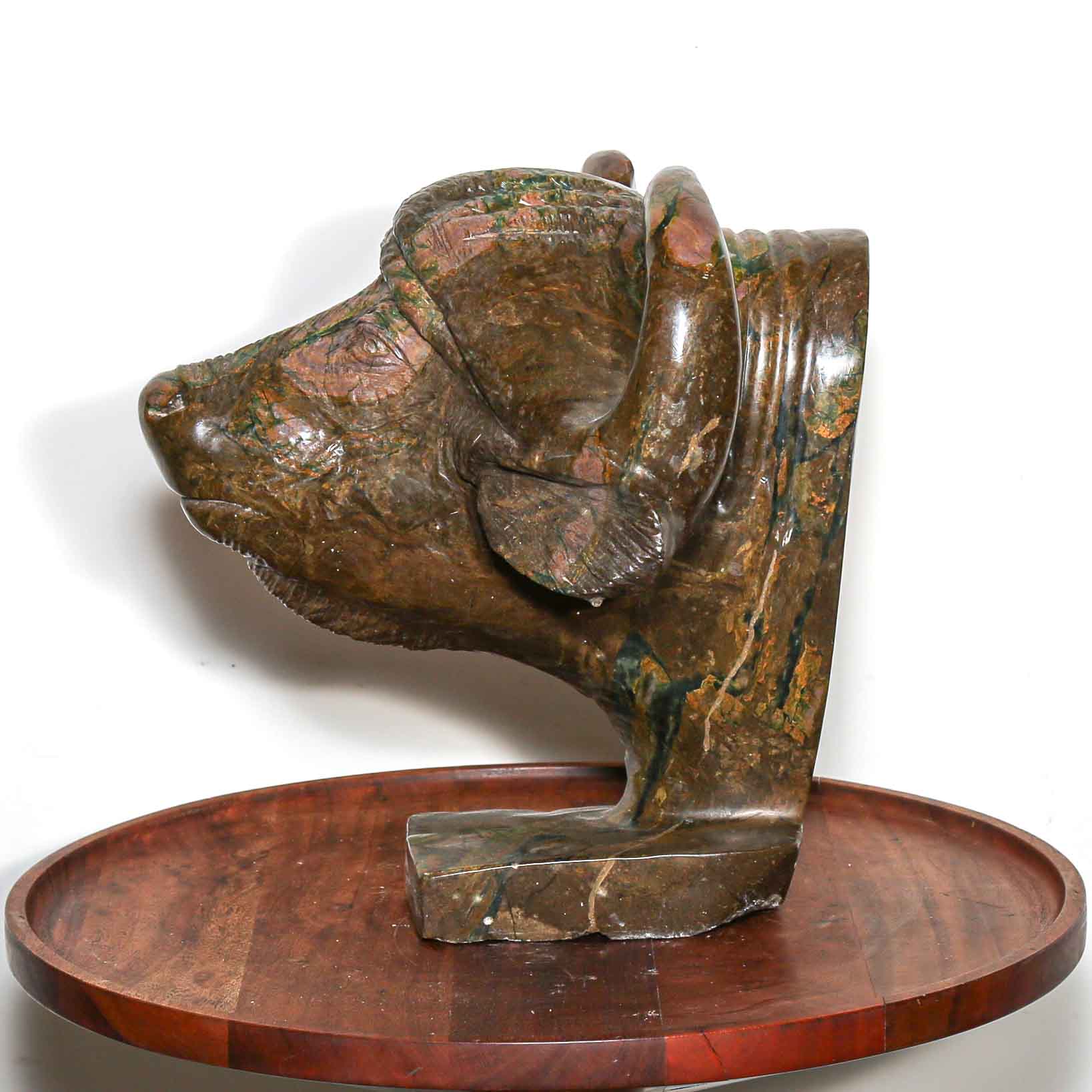 Sculpture of a buffalo. In hand carved and handmade stone