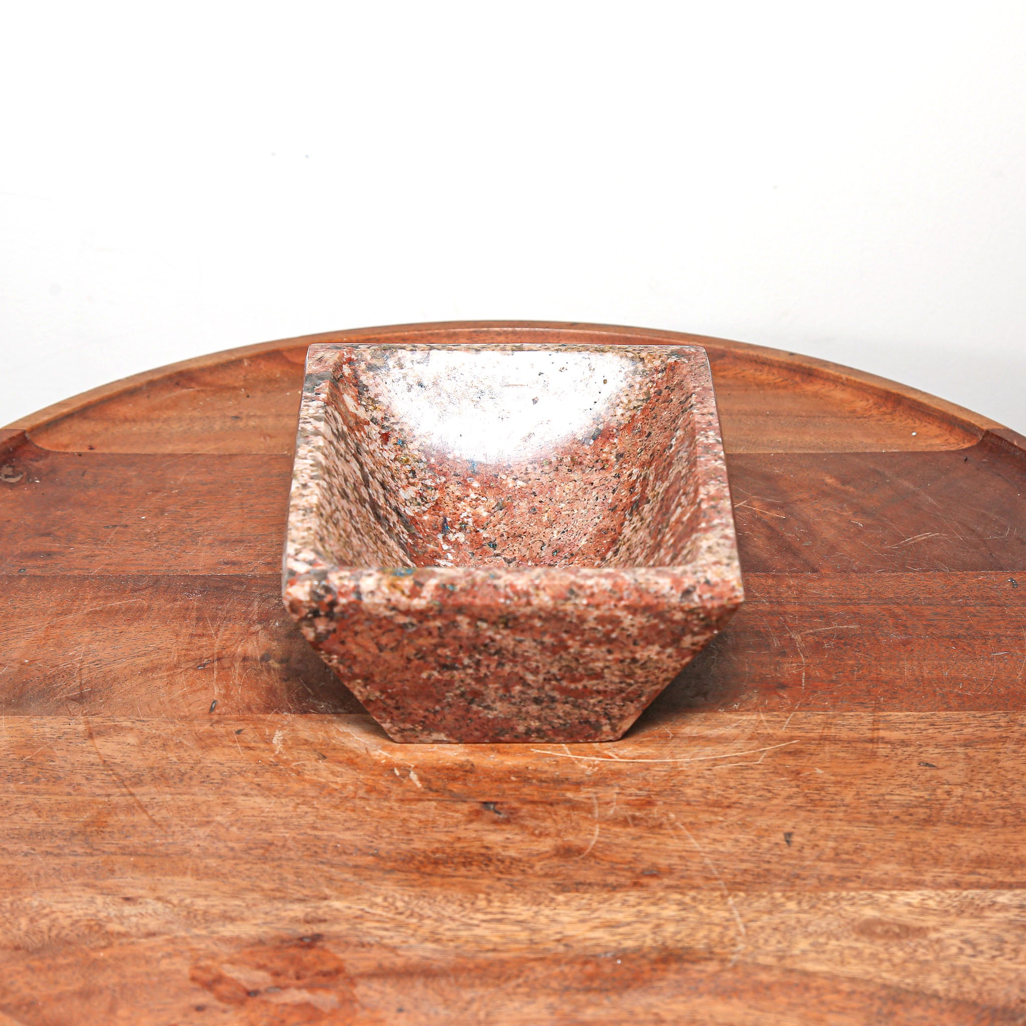 small square red hand carved stone dish for modern home decor