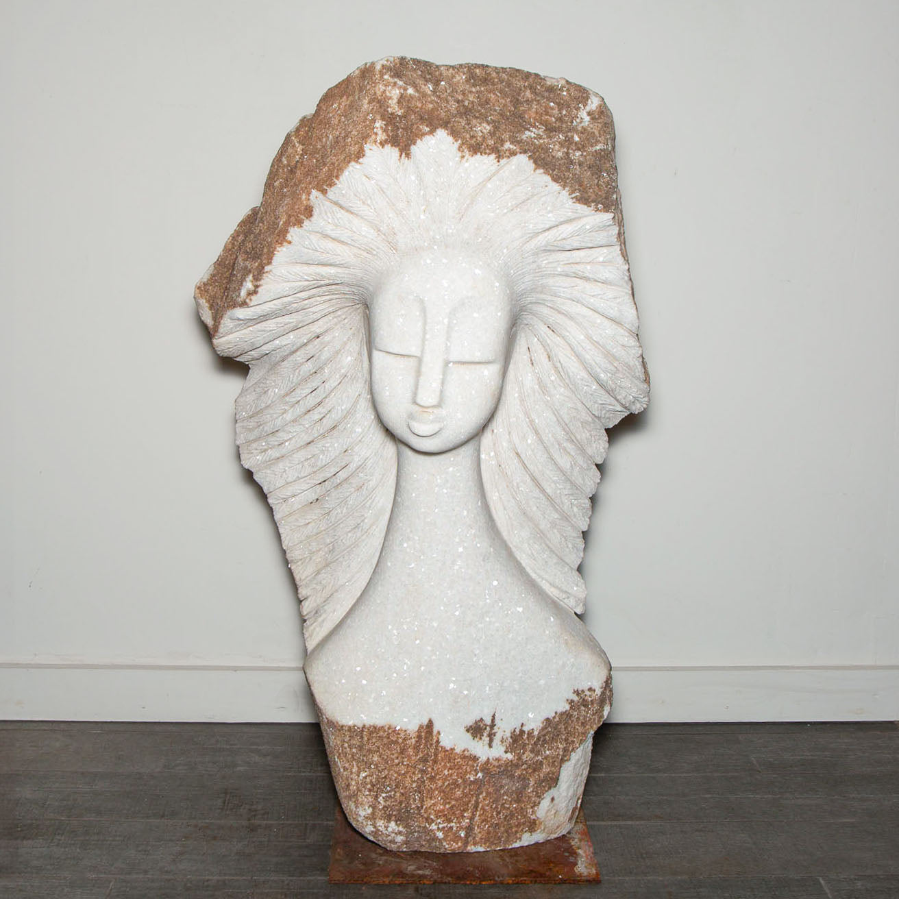 white stone large sculpture female statue