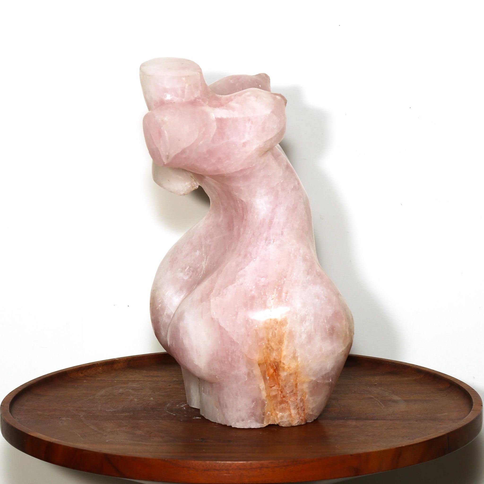 African rose quartz sculpture