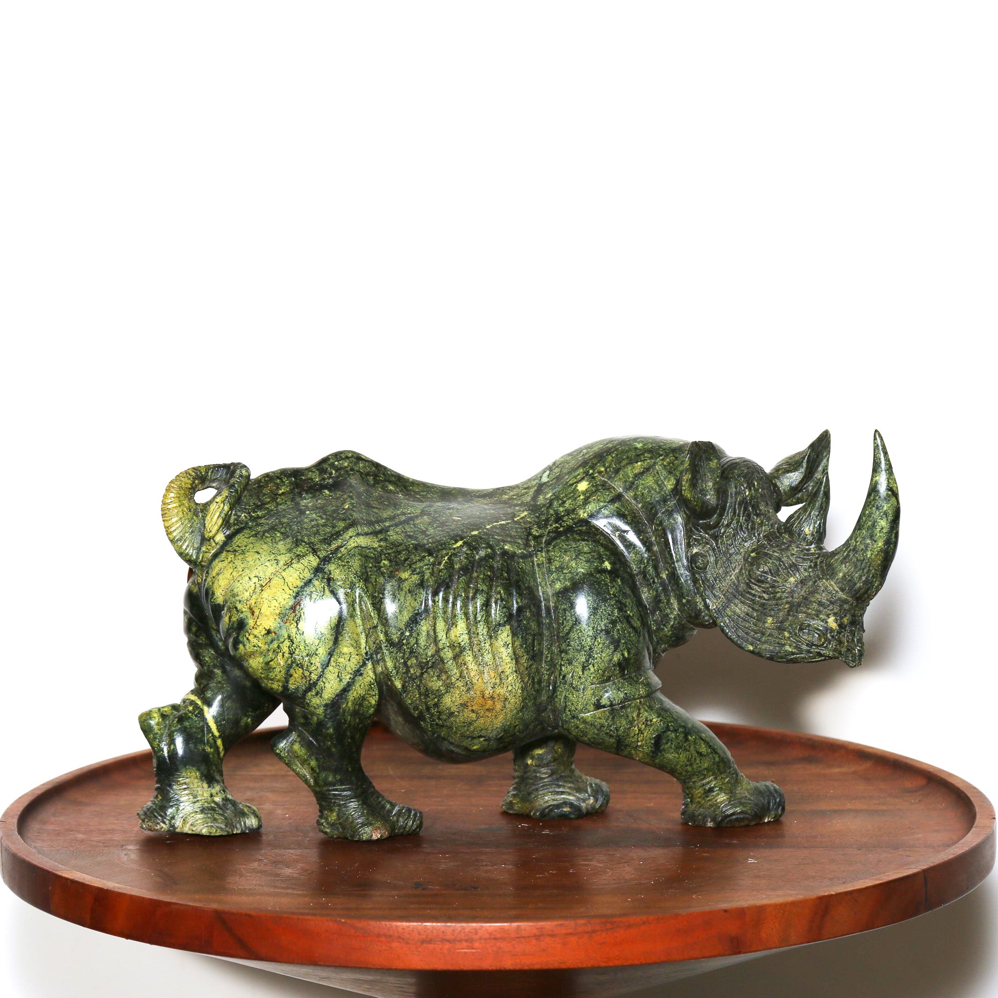 beautiful stone rhino carving