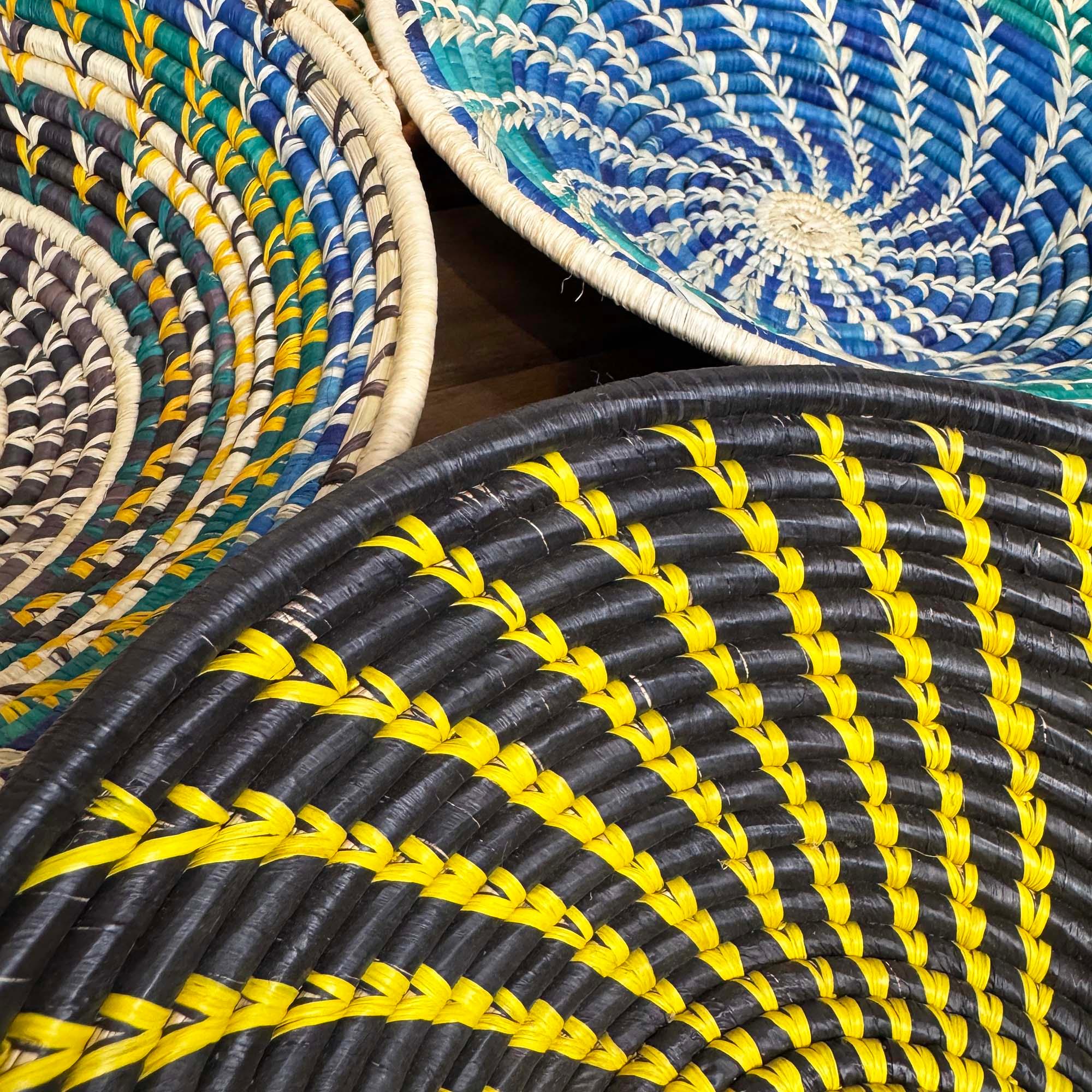 Colorful Woven Baskets from Uganda on a close up