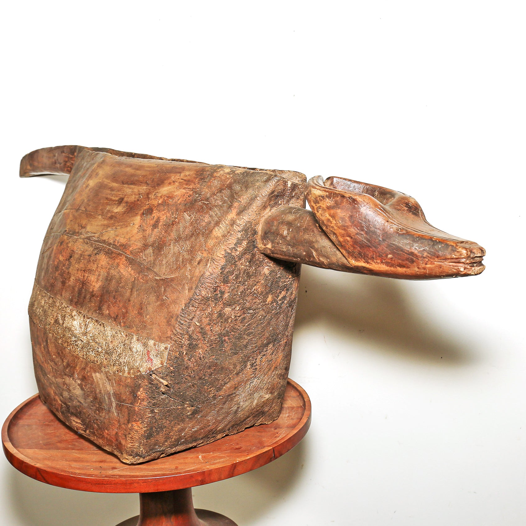 African zoomorphic slit gong carved in the form of an antelope